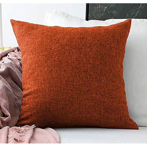 Khooti Jute Cushion Cover, 10x10 (Orange)(Pack of 1)