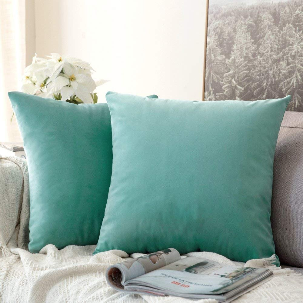 Khooti Velvet Cushion Cover, 28x28 (Teal Green)(Pack of 3)
