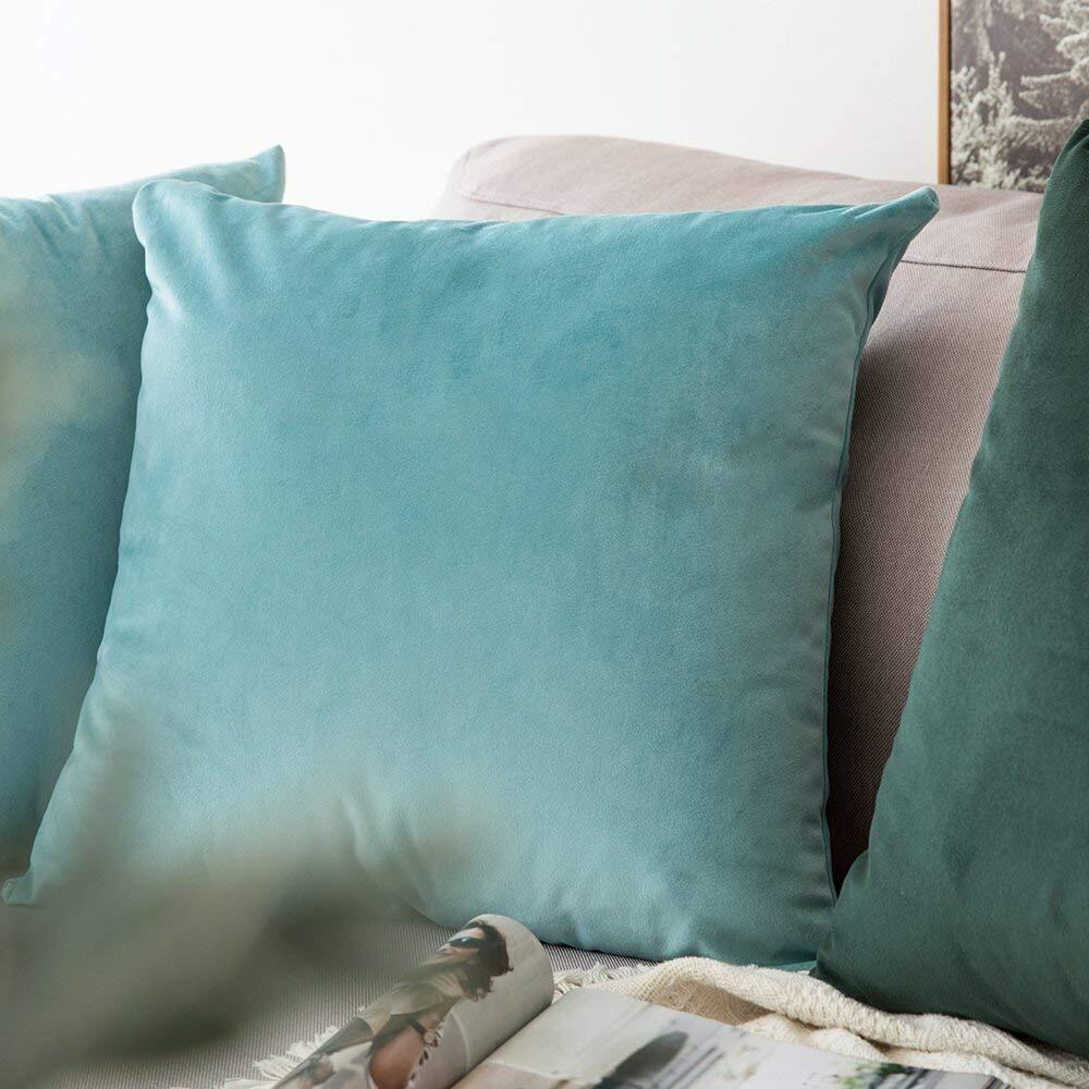 Khooti Velvet Cushion Cover, 28x28 (Teal Green)(Pack of 3)