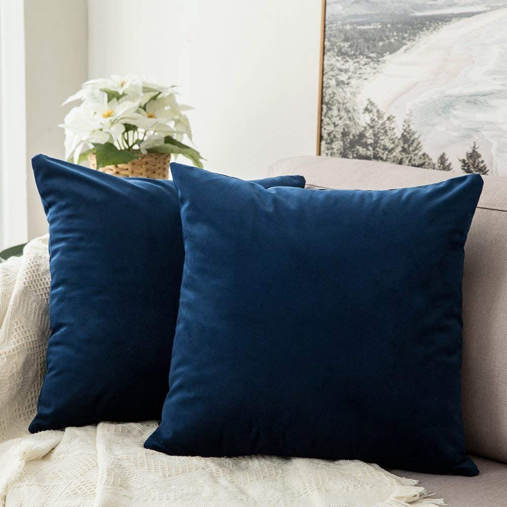 Khooti Velvet Cushion Cover, 10x10 (Blue)(Pack of 5)
