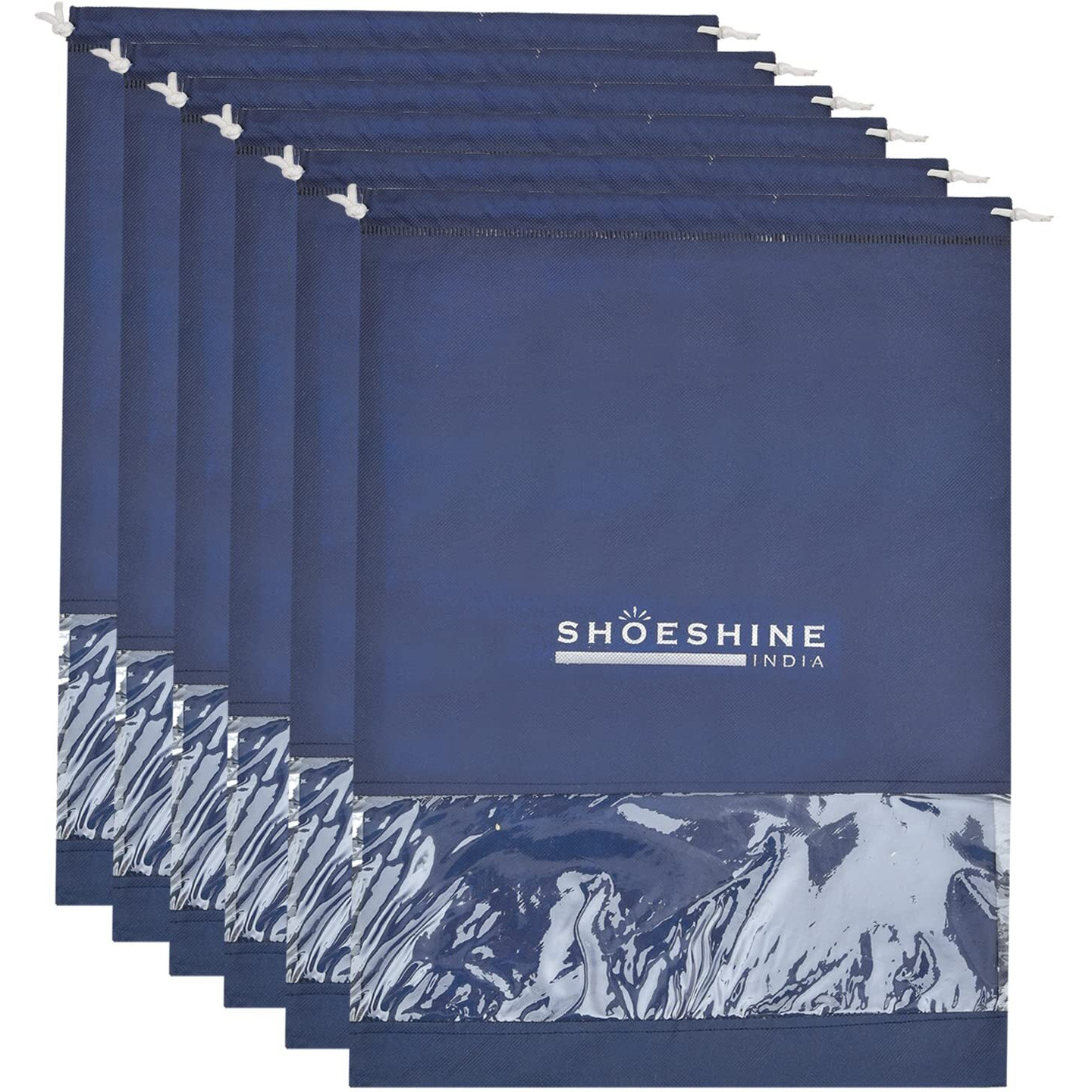 SHOESHINE Shoe Bag for Storage Shoes for Men and Women Travel Essentials Shoe Cover or Shoe Bags Pouches Transparent Shoe Bag for Travel or Accessories - Pack of 6 Shoe Pouch