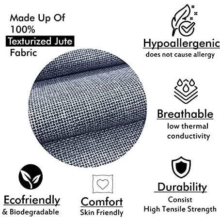 Yellow Weaves Jute Texture Cushion Covers, 16 X 16 Inches, Grey, Set of 5, 250 TC