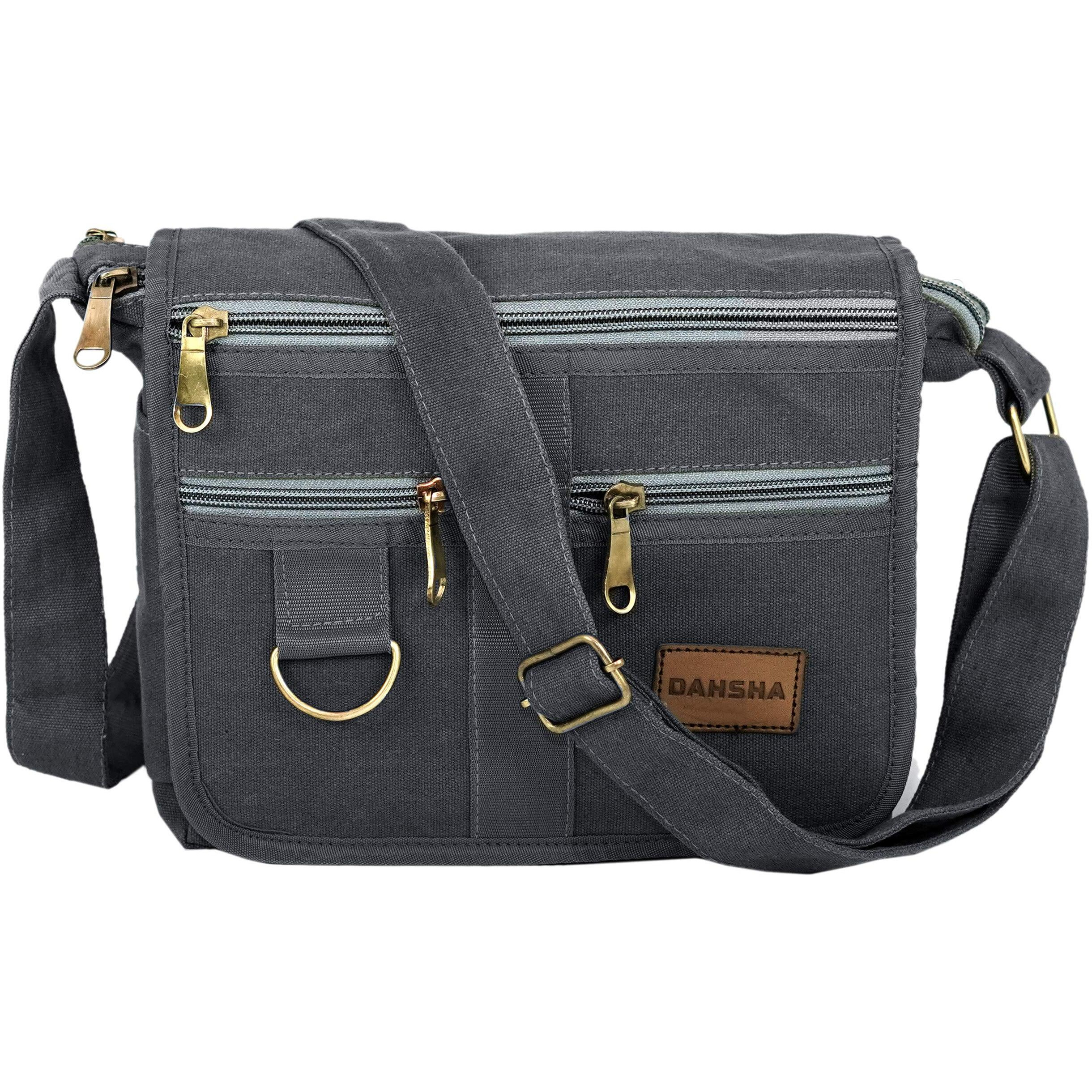 DAHSHA Stylish Cotton Sling Cross Body Travel Office Business Messenger One Side Shoulder Bag For Men Women (Grey, 21.5 x 8.8 x 24 Cm)