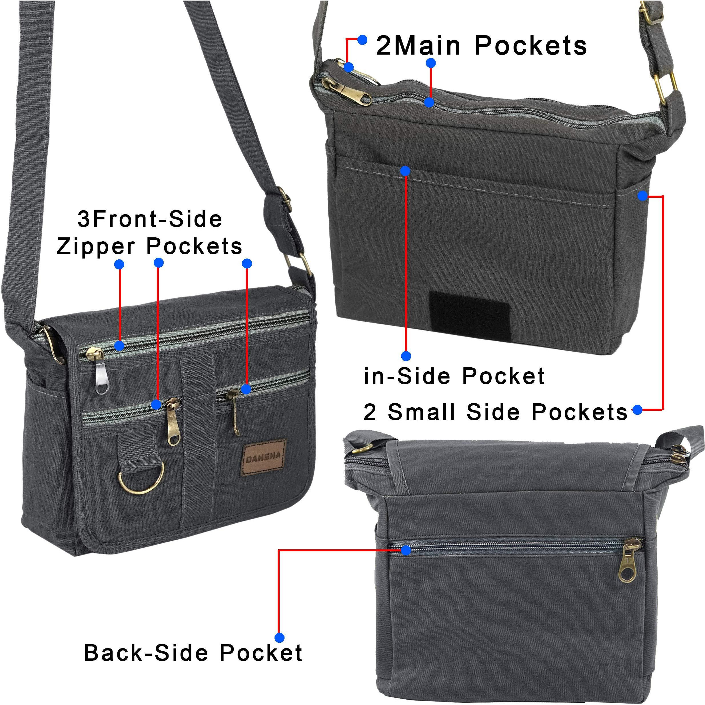 DAHSHA Stylish Cotton Sling Cross Body Travel Office Business Messenger One Side Shoulder Bag For Men Women (Grey, 21.5 x 8.8 x 24 Cm)