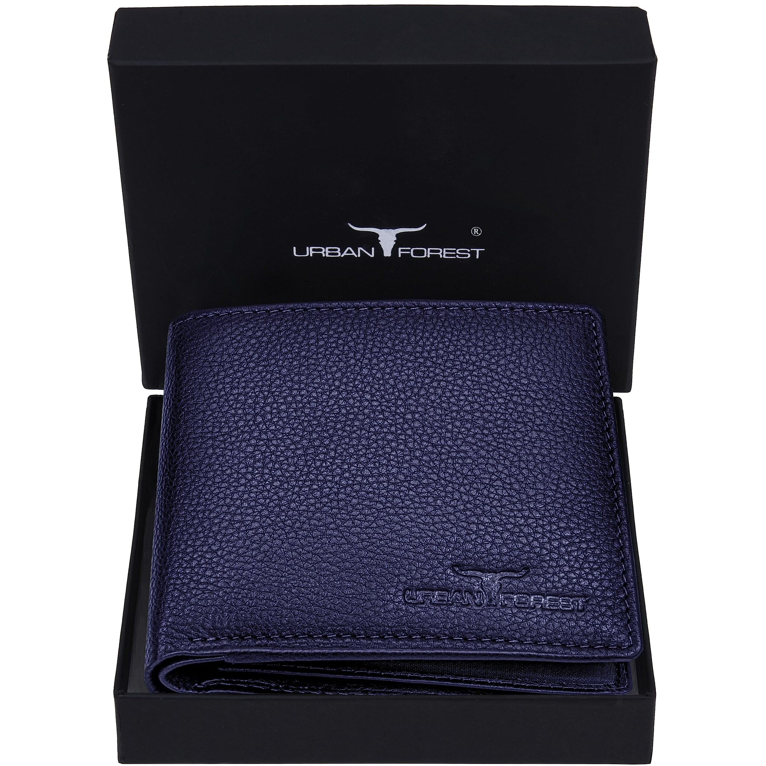 URBAN FOREST Carl Blue Leather Wallet for Men