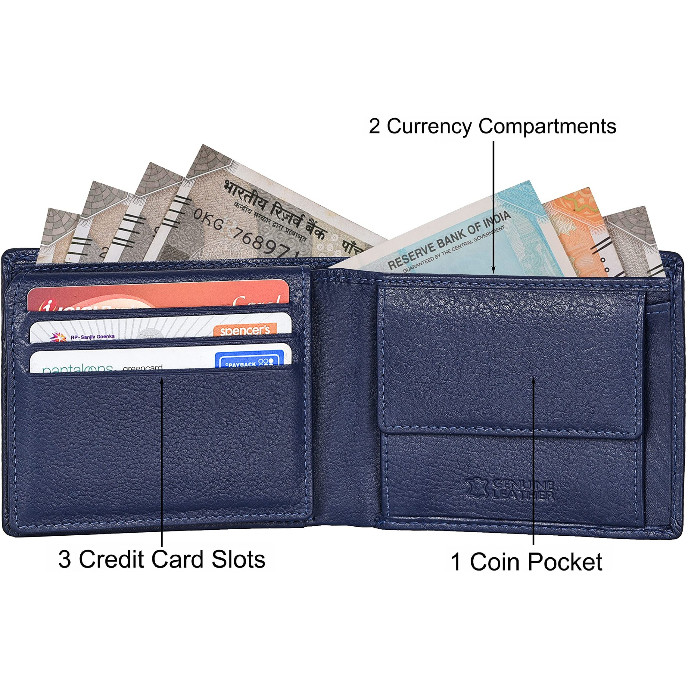URBAN FOREST Carl Blue Leather Wallet for Men