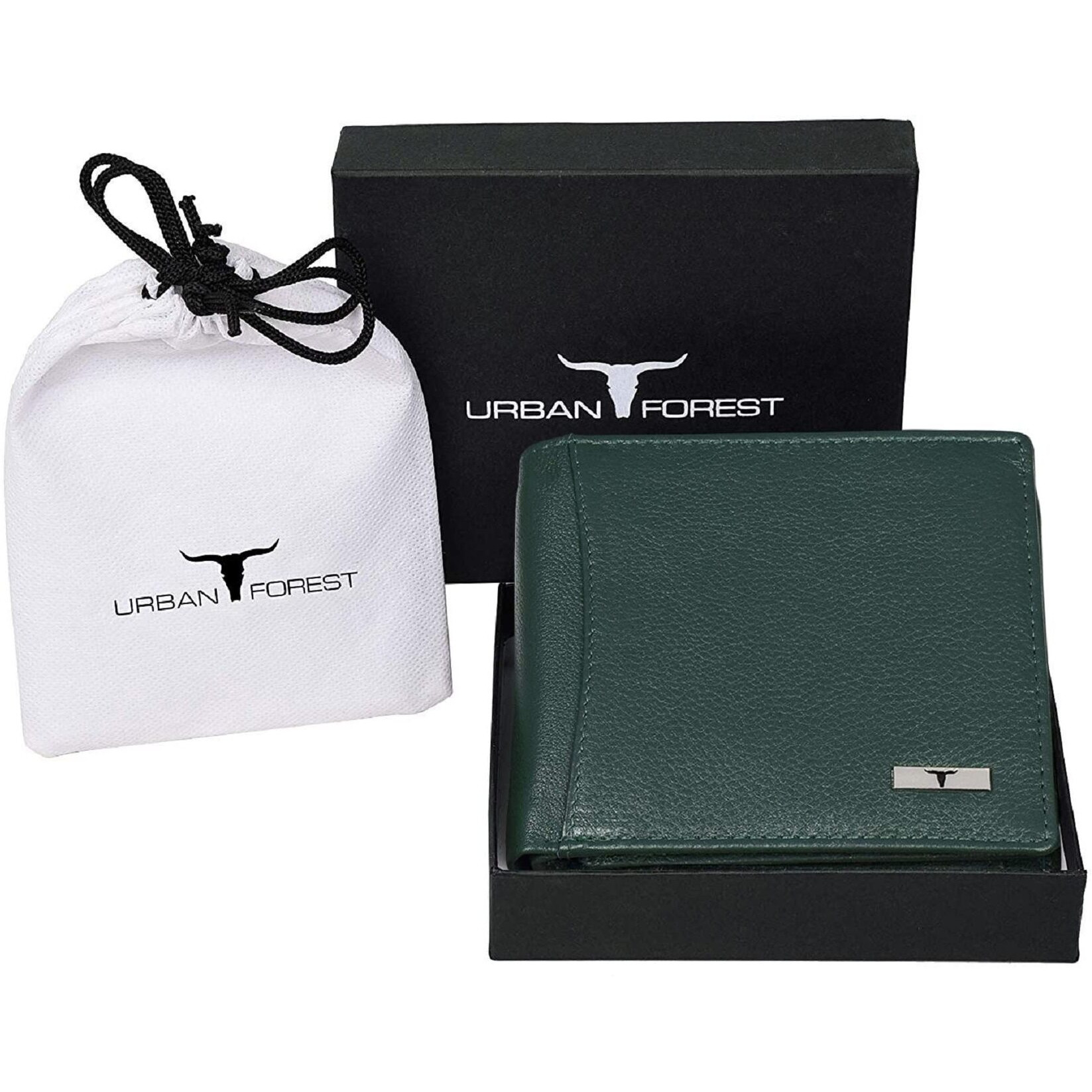 URBAN FOREST Oliver Green Leather Wallet & Green Card Holder Set for Men