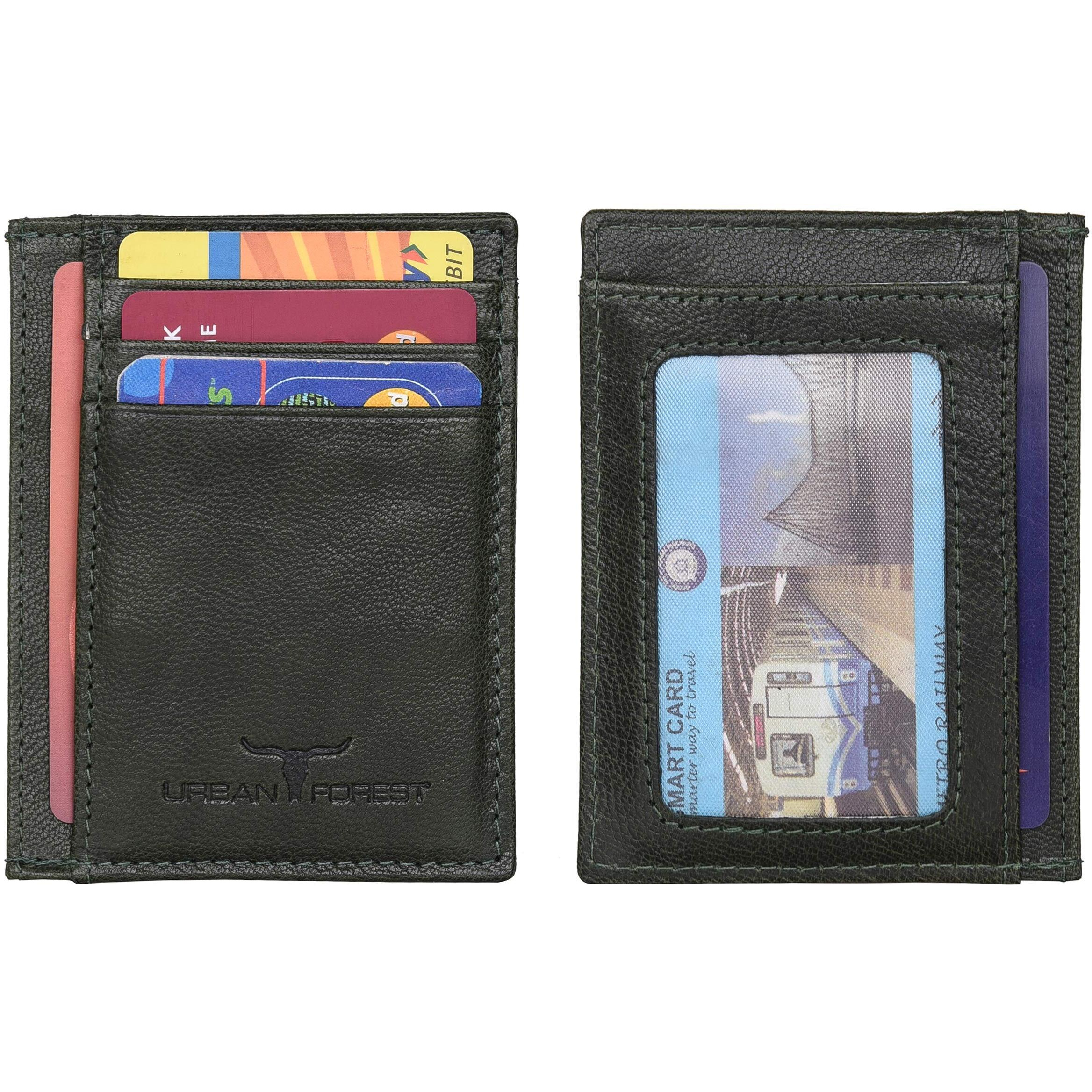 URBAN FOREST Oliver Green Leather Wallet & Green Card Holder Set for Men