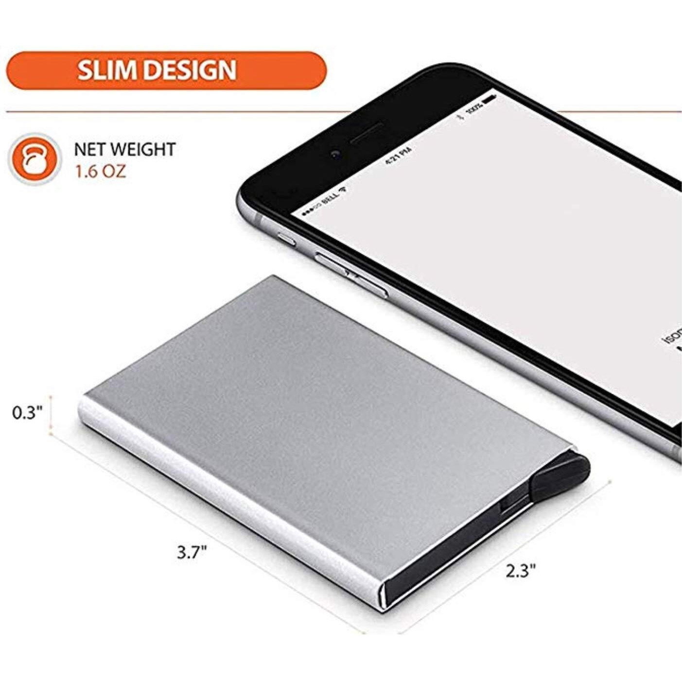 VOGARD Men s Aluminium Metal RFID Protected Smart Pop Up Wallet | 8 Card Slots (06 Silver)