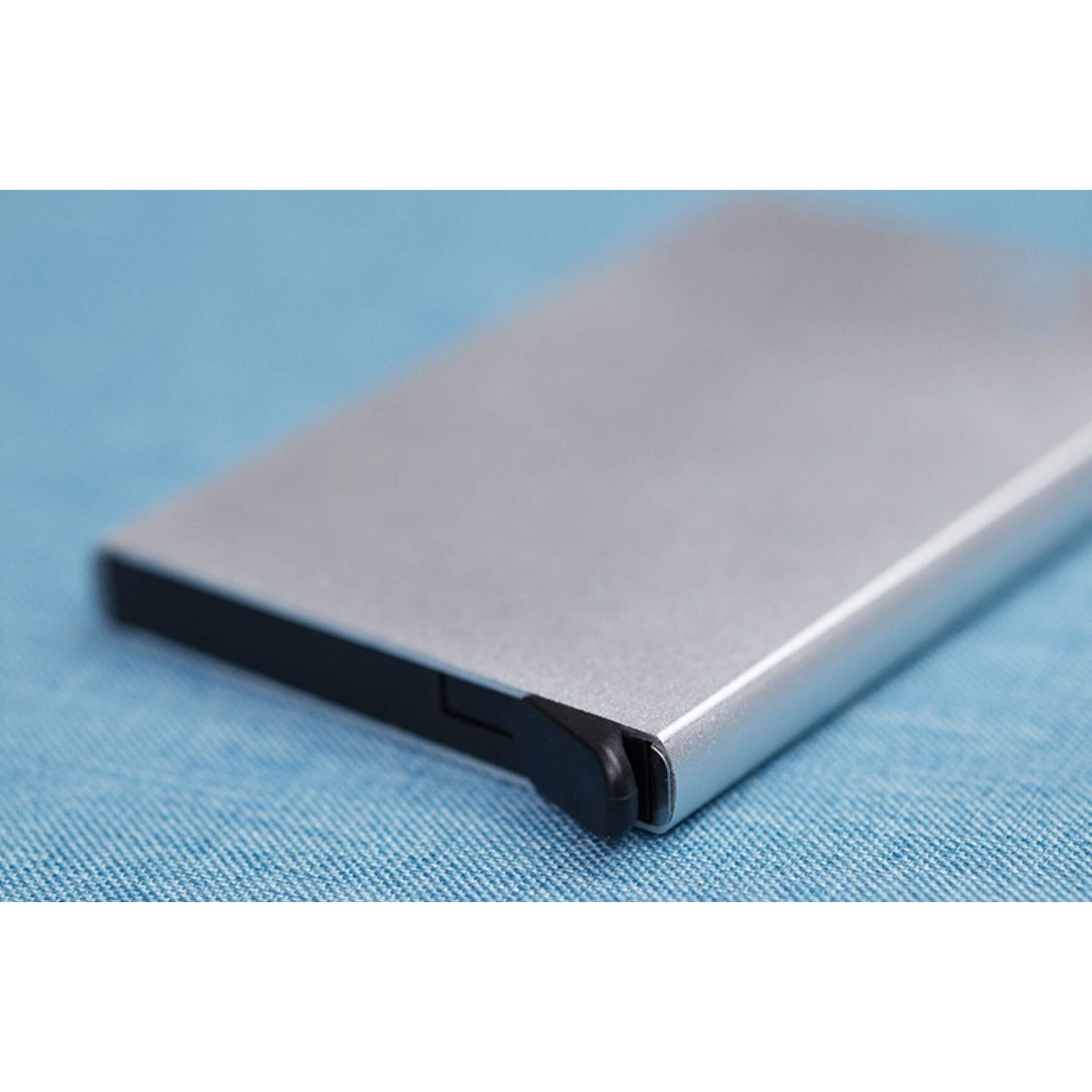 VOGARD Men s Aluminium Metal RFID Protected Smart Pop Up Wallet | 8 Card Slots (06 Silver)