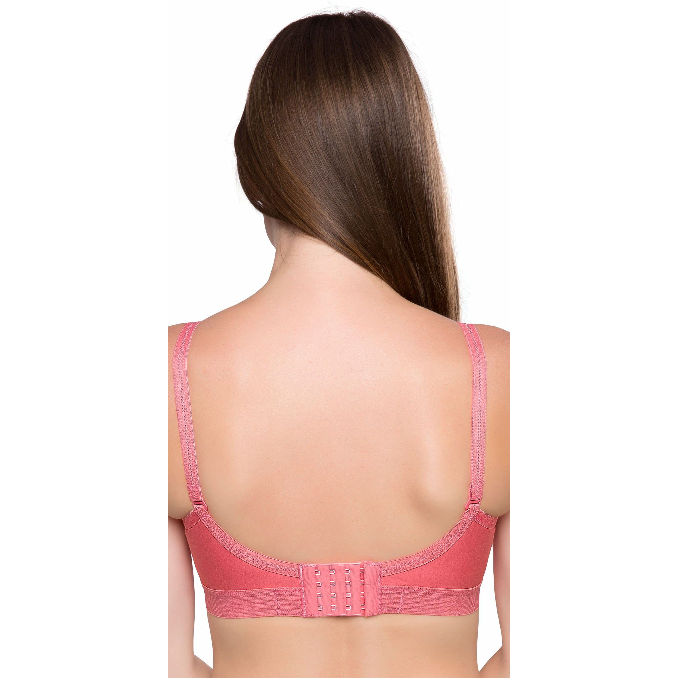 TRYLO Women s Non-Wired Bra (KRUTIKA Plain_Coral_38E)