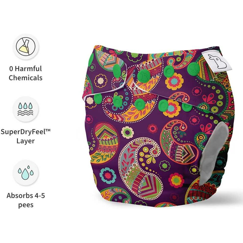 SuperBottoms UNO Freesize Cloth Diaper Pack of 2 (1 Waterproof Outer + 1 Organic Cotton Dry Feel Magic) Washable & Reusable Cloth diaper for babies 0 to 3 years