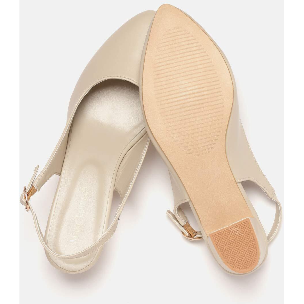 Marc Loire Women s Block Heel Pumps With Adjustable Ankle Strap, Cream, 5 Uk