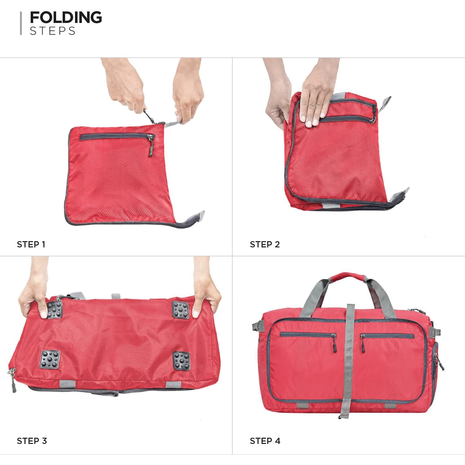 FATMUG Polyester Foldable Duffle Travel Bag Luggage For Travel, Packing And Storage - Men & Women - (60 L, Red, 28 Cm)