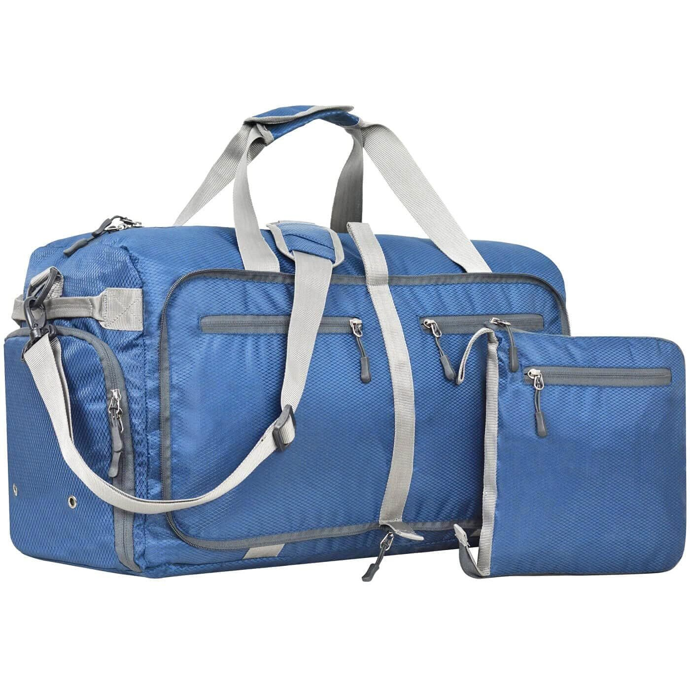 FATMUG Polyester Foldable Carry On Luggage Duffel Luggage Bag For Travel, Packing And Storage - Men And Women s - 45 L, Navy Blue, 12Cm