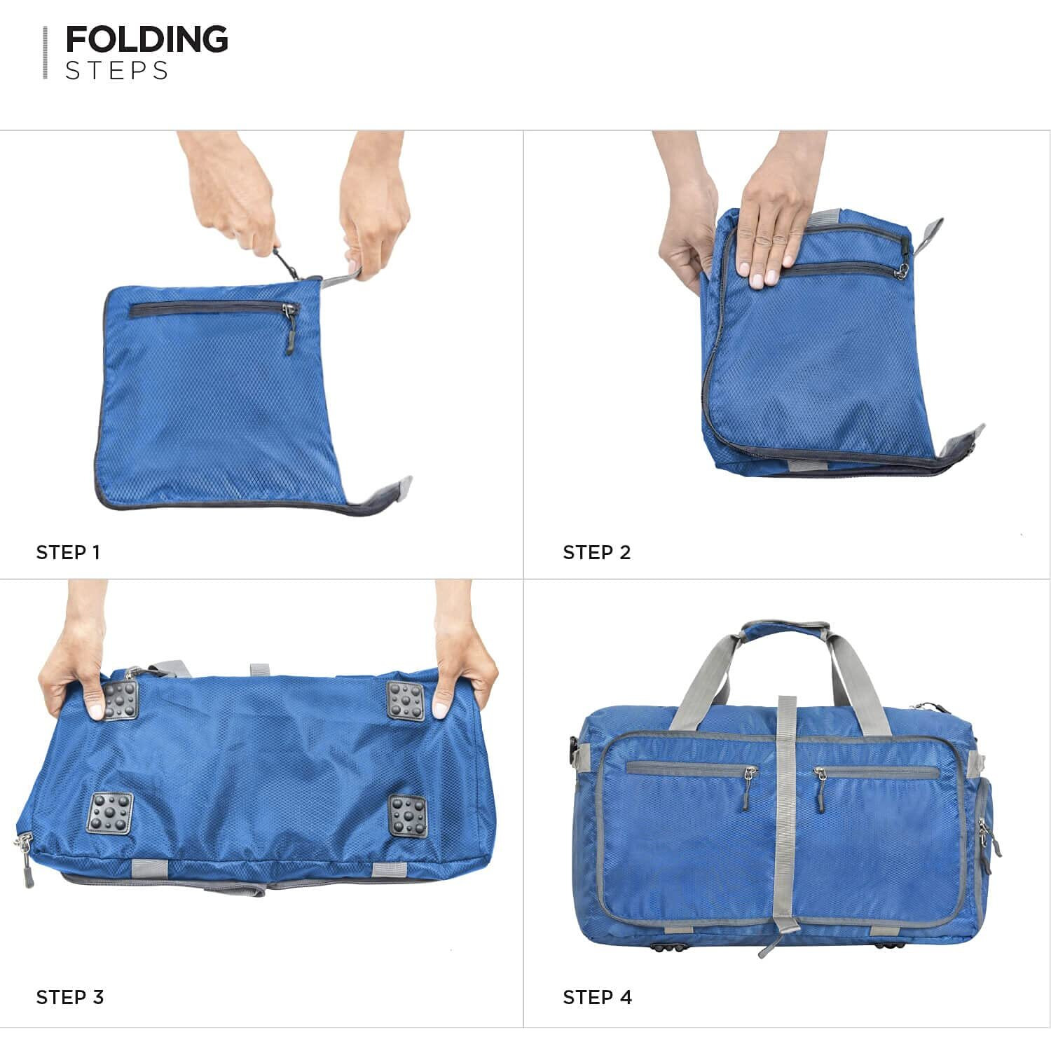 FATMUG Polyester Foldable Carry On Luggage Duffel Luggage Bag For Travel, Packing And Storage - Men And Women s - 45 L, Navy Blue, 12Cm