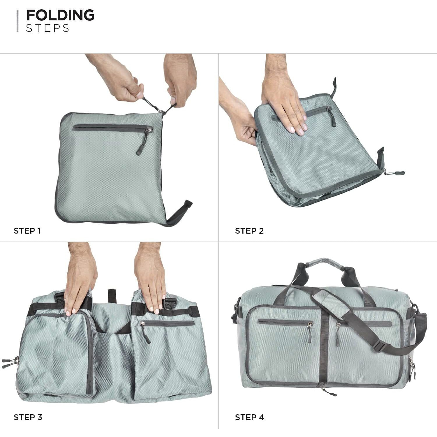 FATMUG Men s and Women s Polyester Foldable Duffel Luggage Bag (Grey, 60 L)