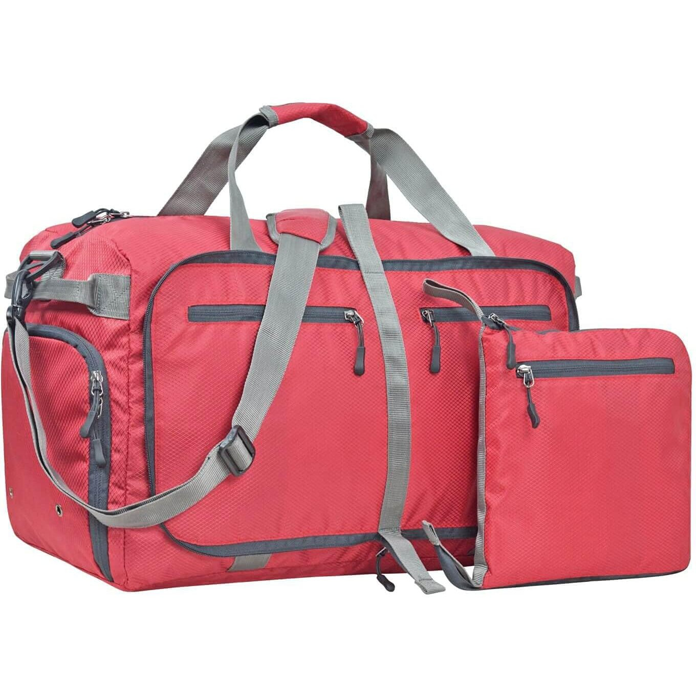 FATMUG Polyester Foldable Duffle Bag For Travel, Packing And Storage-Men And Women-45 L, Red, 53 x 24 x 30 Centimeters