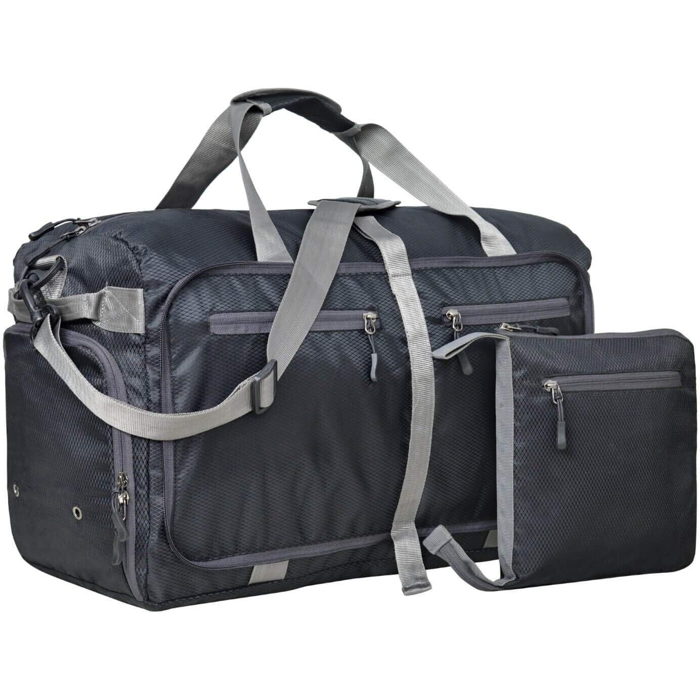 FATMUG Polyester Foldable Duffle Bag For Travel, Packing And Storage-Men And Women-45 L, Black, 53 x 24 x 30 Centimeters