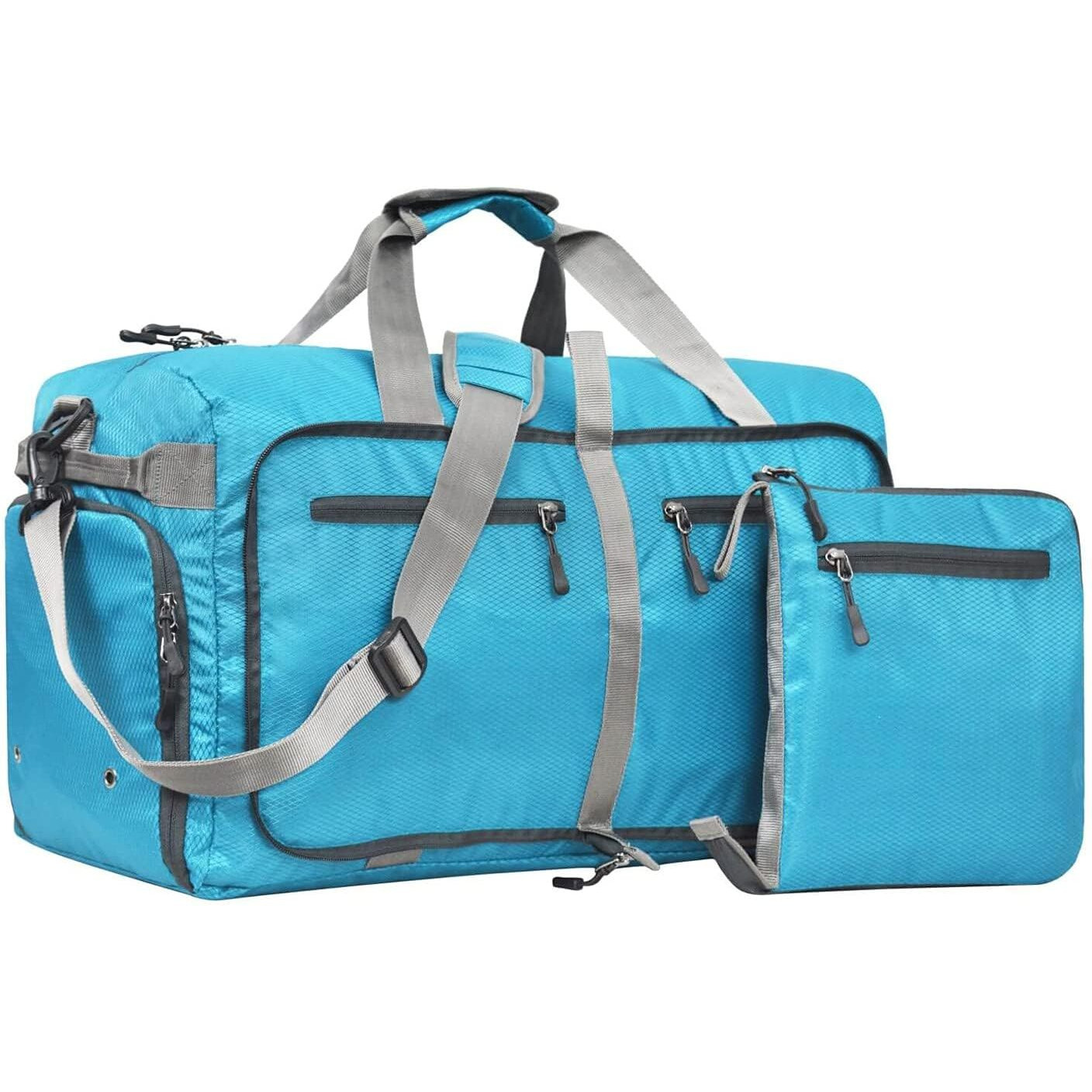 FATMUG Foldable Duffel Luggage Bag for Travel, Packing and Storage - Men and Women - 45 L, Sky Blue