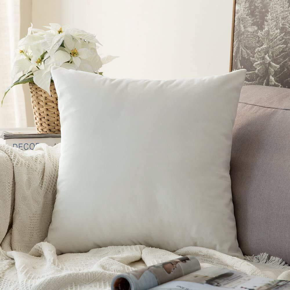 Khooti Velvet Cushion Cover, 24x24 (Pure White)(Pack of 1)