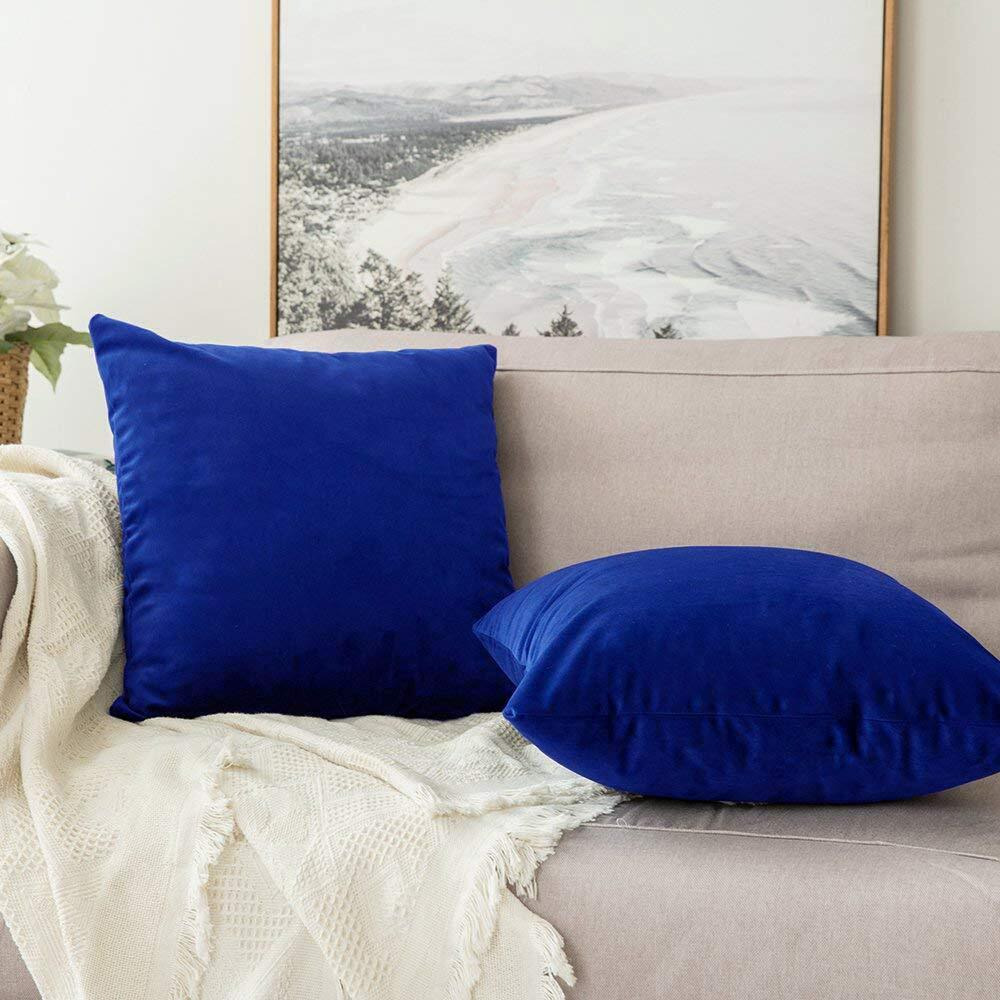 Khooti Velvet Cushion Cover, 10x10 (Royal Blue)(Pack of 5)