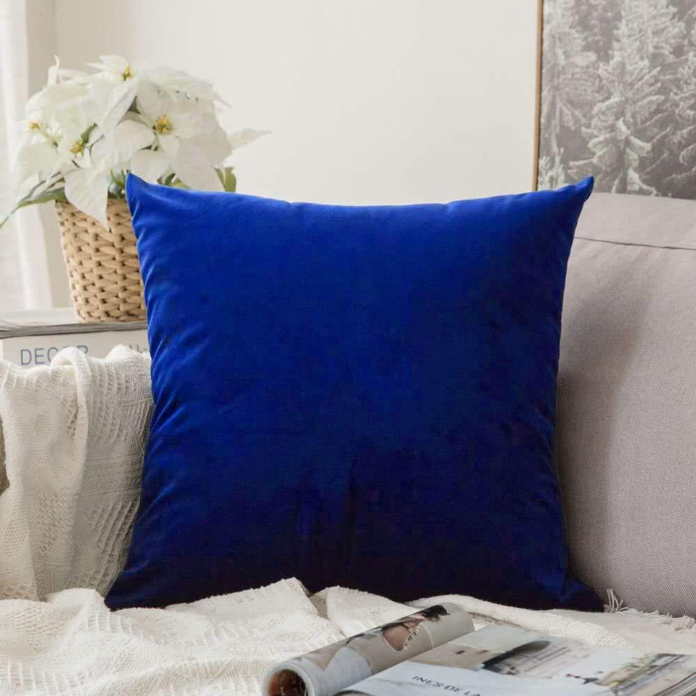 Khooti Velvet Cushion Cover, 10x10 (Royal Blue)(Pack of 1)