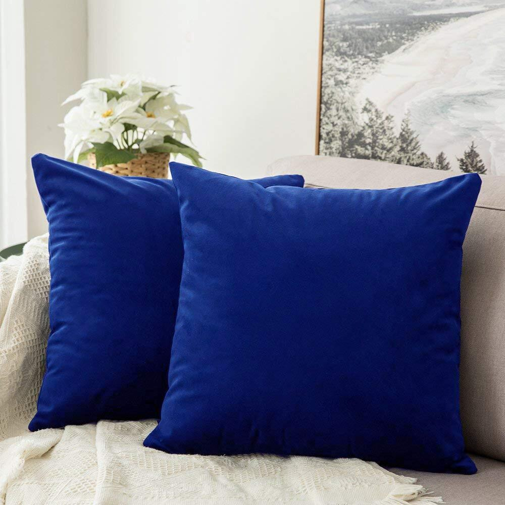Khooti Velvet Cushion Cover, 10x10 (Royal Blue)(Pack of 1)