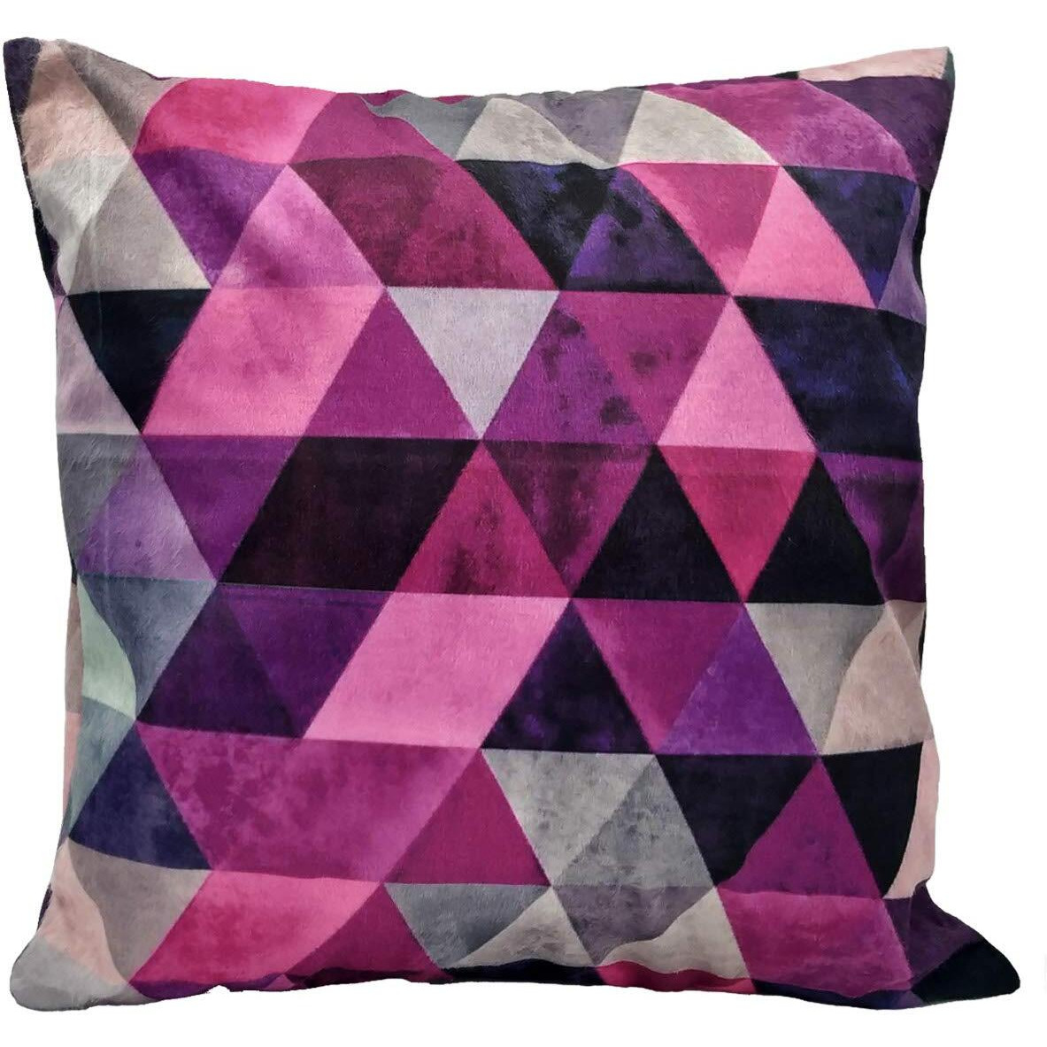 Khooti Velvet Cushion Cover, 10x10 (Triangular Pink)(Pack of 1)