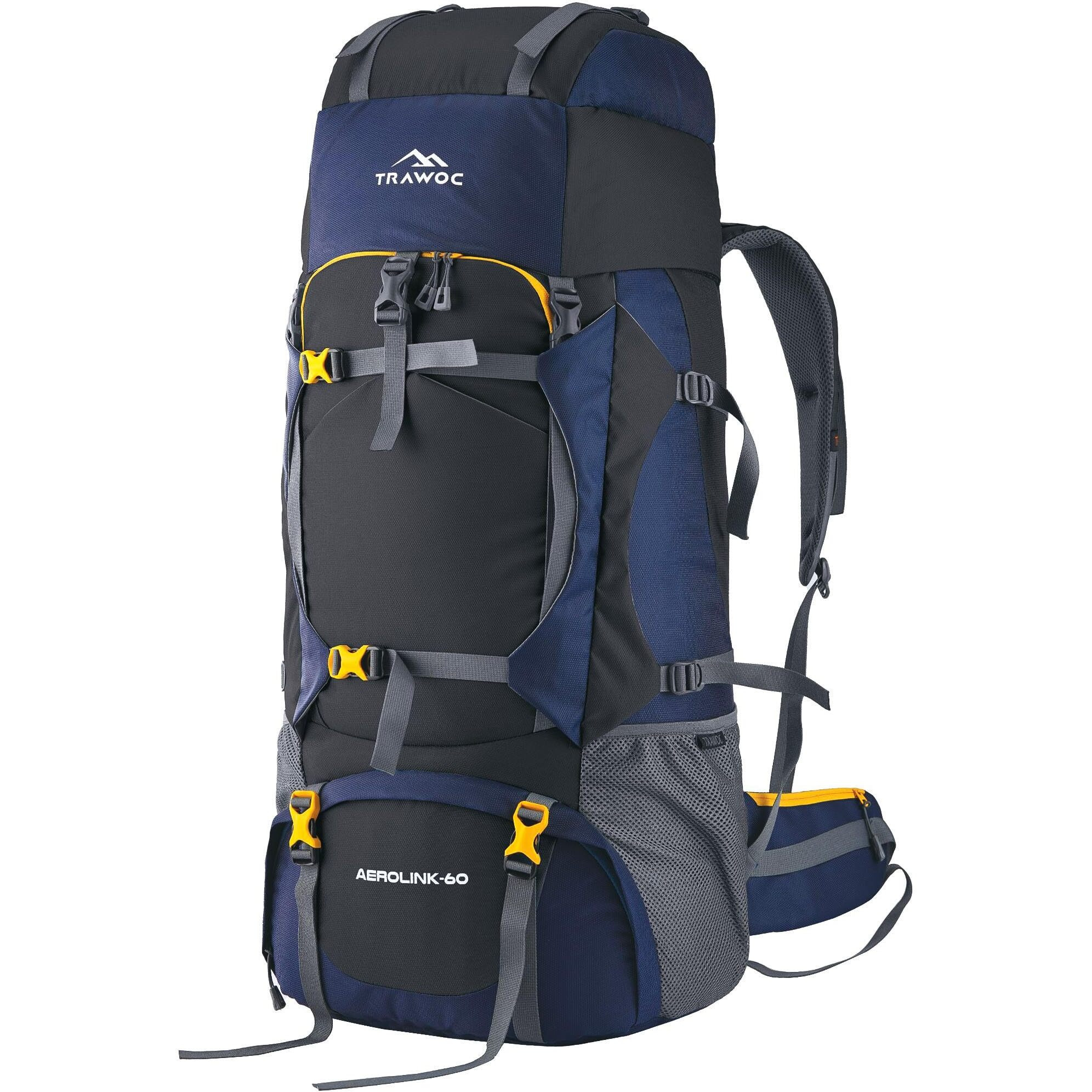 TRAWOC AEROLINK 60 Liter Travel Backpack Hiking Trekking Bag Camping Rucksack for Men & Women, 3 Year Warranty, Black, HK006
