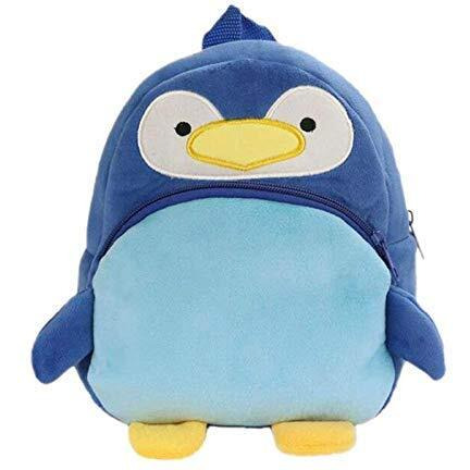 blue tree Soft Toy School Bag Backpack for Kids 3 to 5 Years, Girls, Boys, Best Birthday Gift for Kids/School Bag (Penguin (Blue))