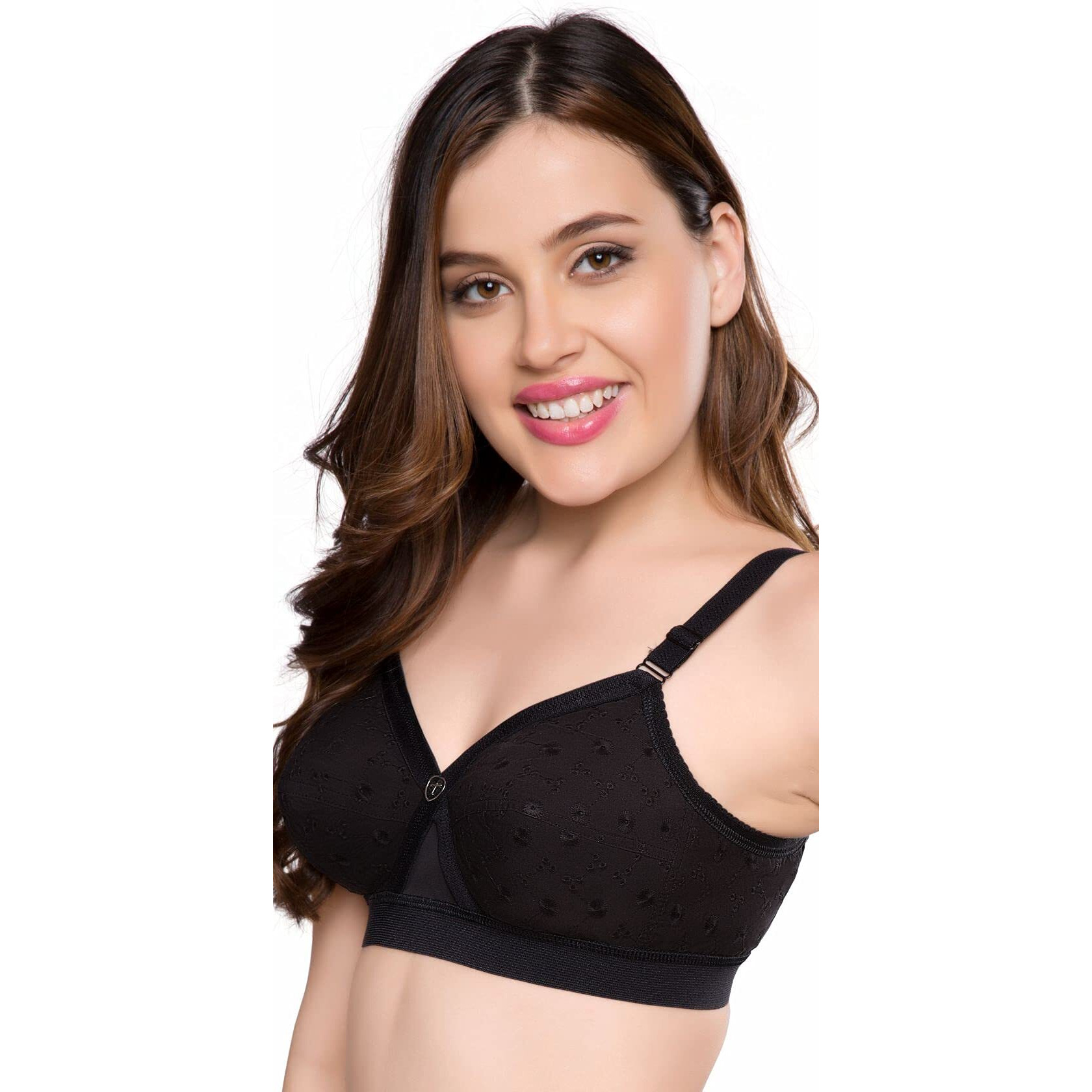 TRYLO Women s Non-Wired Bra (KRUTIKA Chiken_Black_34I)