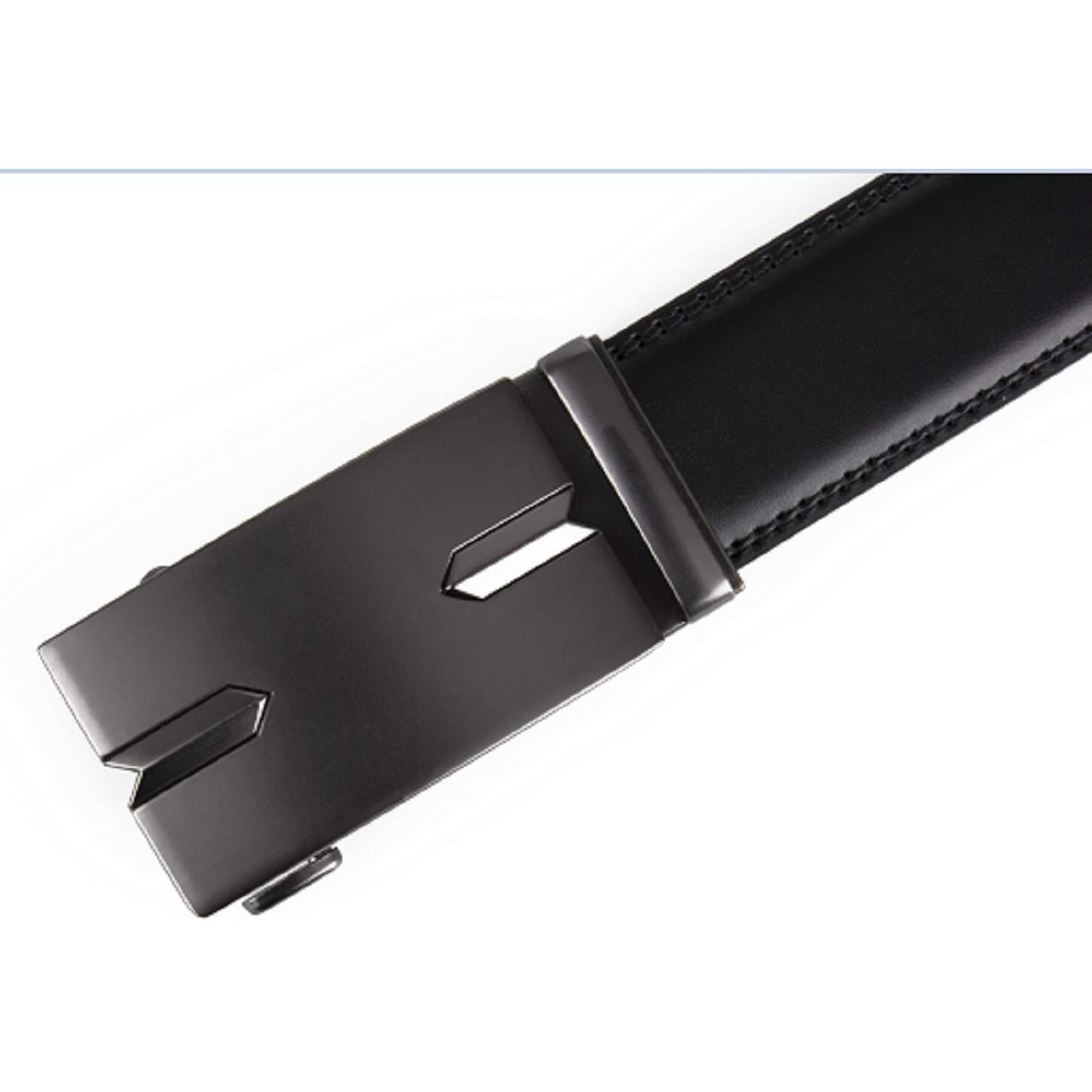 Contacts Genuine Leather Belt for Men with Easier Adjustable Autolock Buckle - Micro Adjustable Belt Fit Everywhere |Formal & Casual | Elegant Gift Box - (03-Black-Waist Size Fit From 28  to 42 )