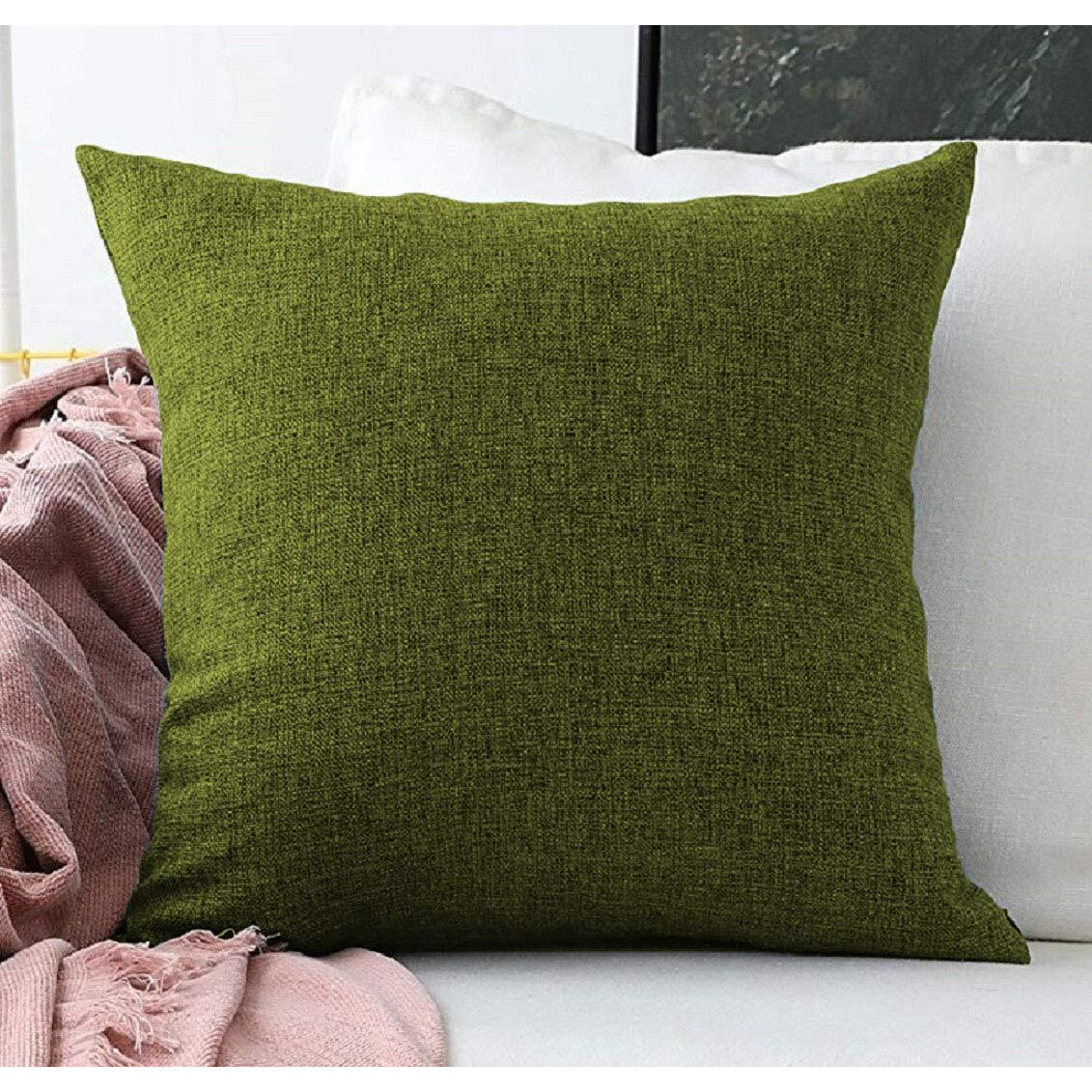 Khooti Jute Cushion Cover, 10x10 Inch (Mehandi)(Pack of 4)
