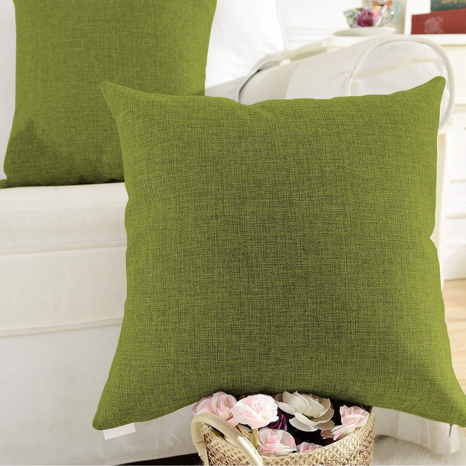 Khooti Jute Cushion Cover, 10x10 Inch (Mehandi)(Pack of 4)