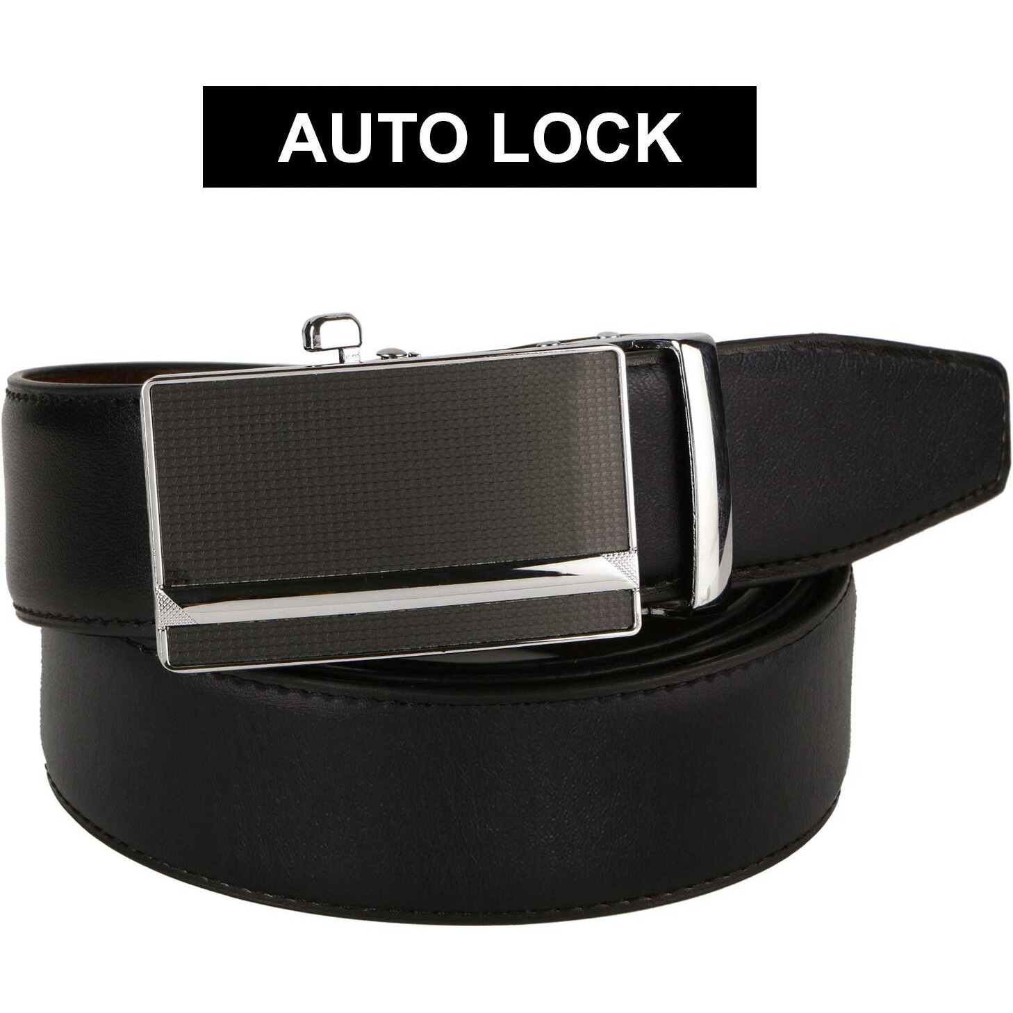 Labnoft Men s PU Leather Auto Lock Belt (Black)