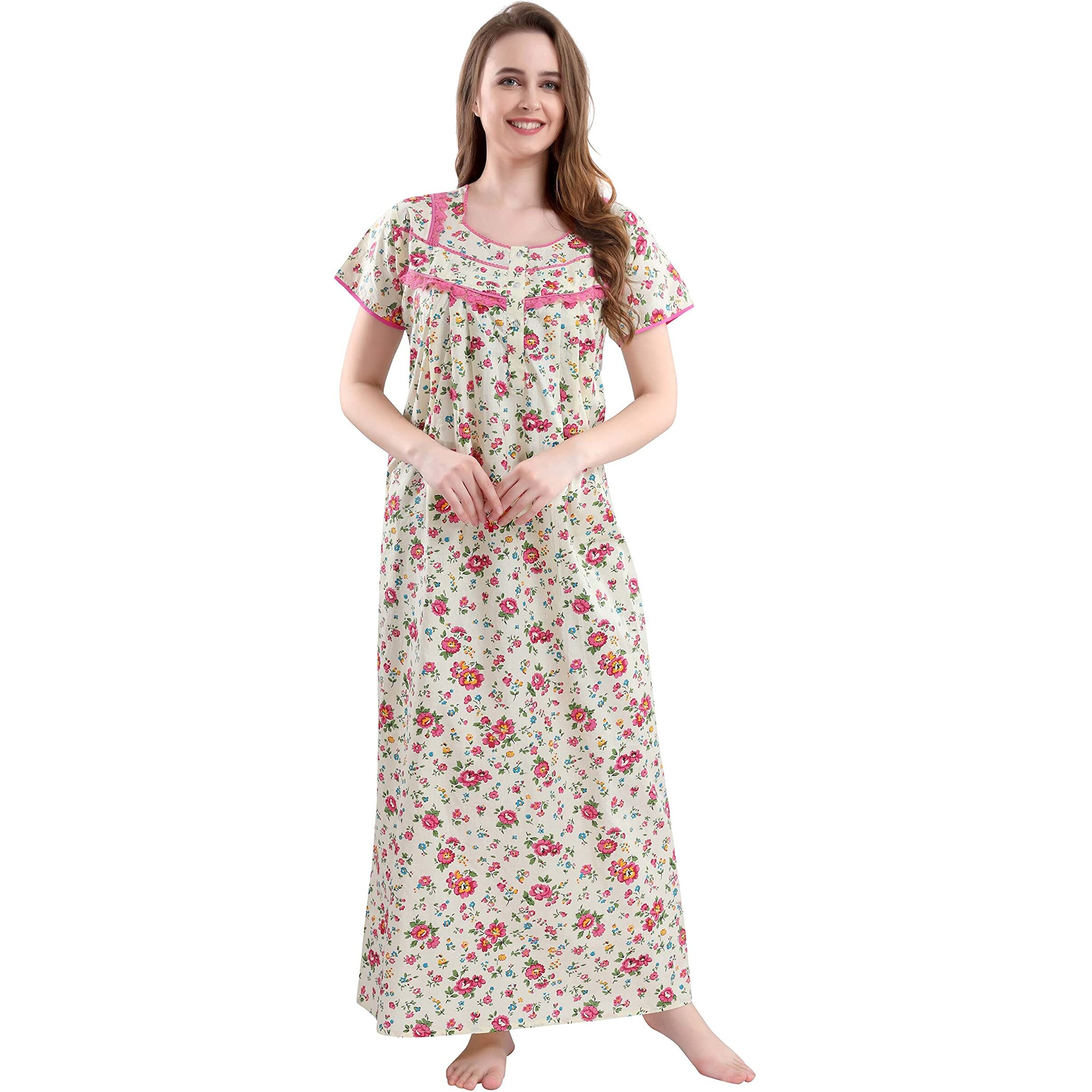 Soulemo Women Cotton Ruby Maxi Nighty 499Sm (Size - M)