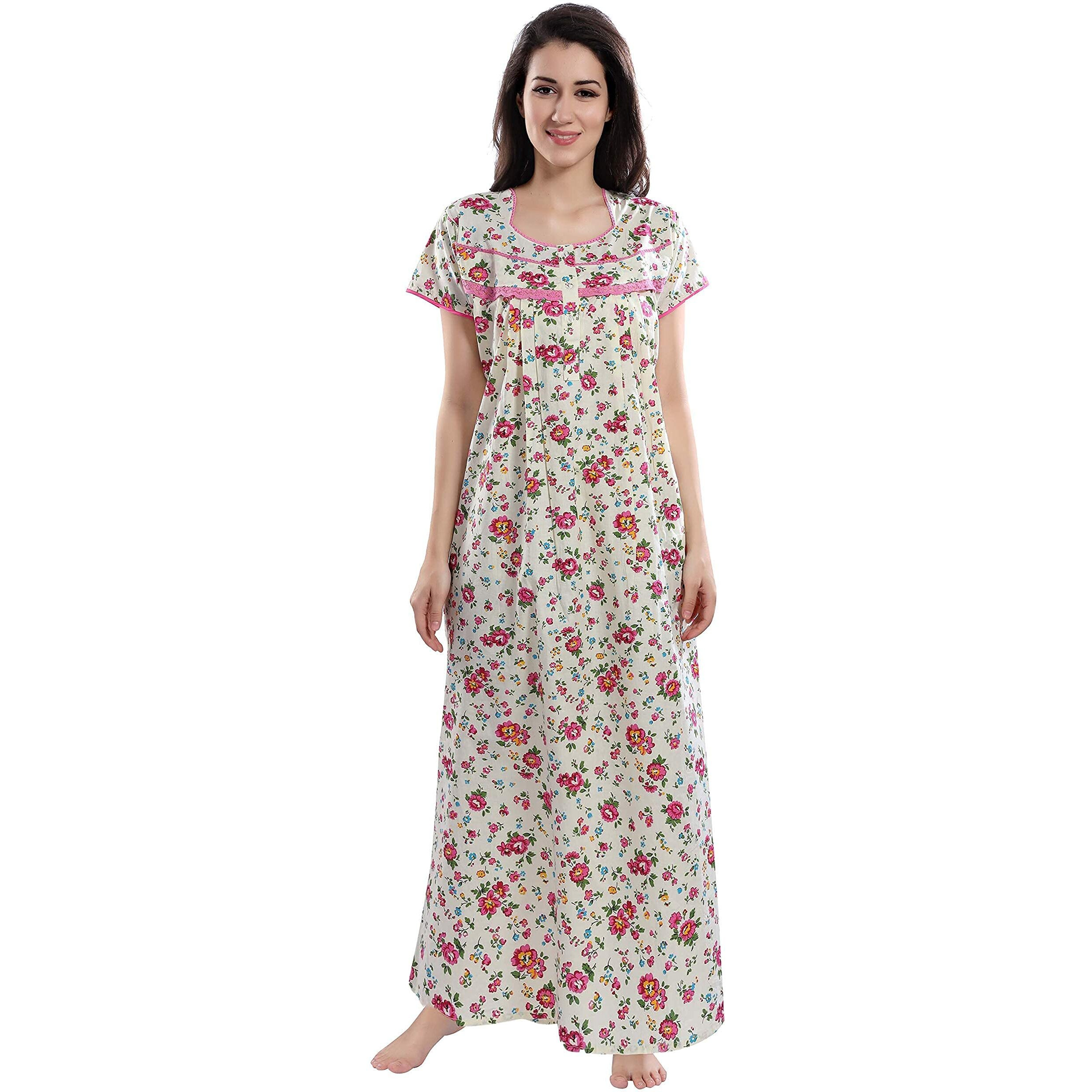 Soulemo Women Cotton Ruby Maxi Nighty 499Sm (Size - M)
