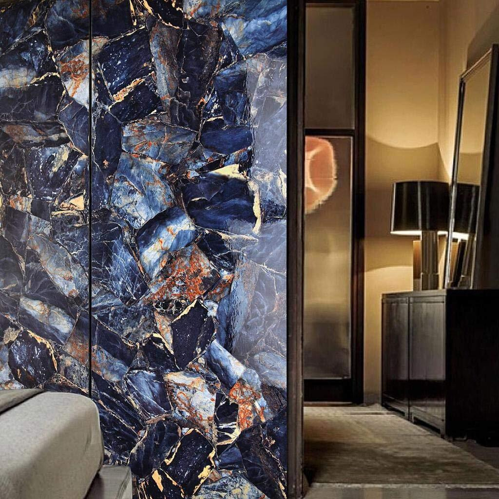 Elton Premium Blue Marble Gloss Marble Furniture Film Interior Film Wallpaper for Cupboard Door, Almirah, Fridge, Tabletop, Wall, Floor, DIY & Other Renovation Projects  24 X 60 Inch