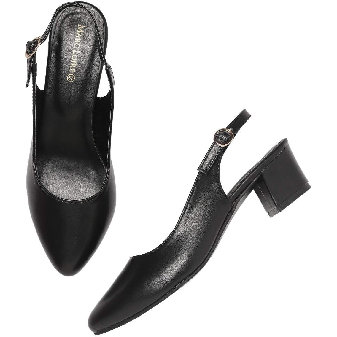 Marc Loire Women s Block Heel Pumps With Adjustable Ankle Strap, 4 Uk, Black