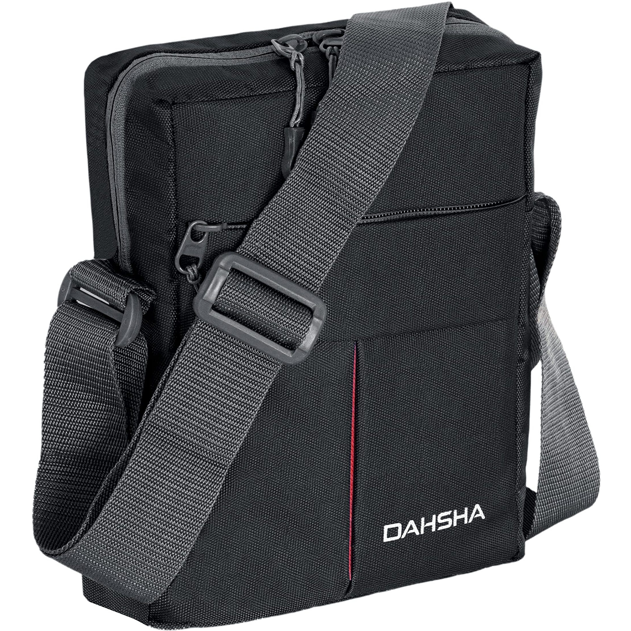 DAHSHA Sling Cross Travel Messenger Bag, With Multi Pocket Zip Closure, Nylon Padded, Stylish bag for Men and Women (Black - 21.5 X 6.5 x 16 Cm)
