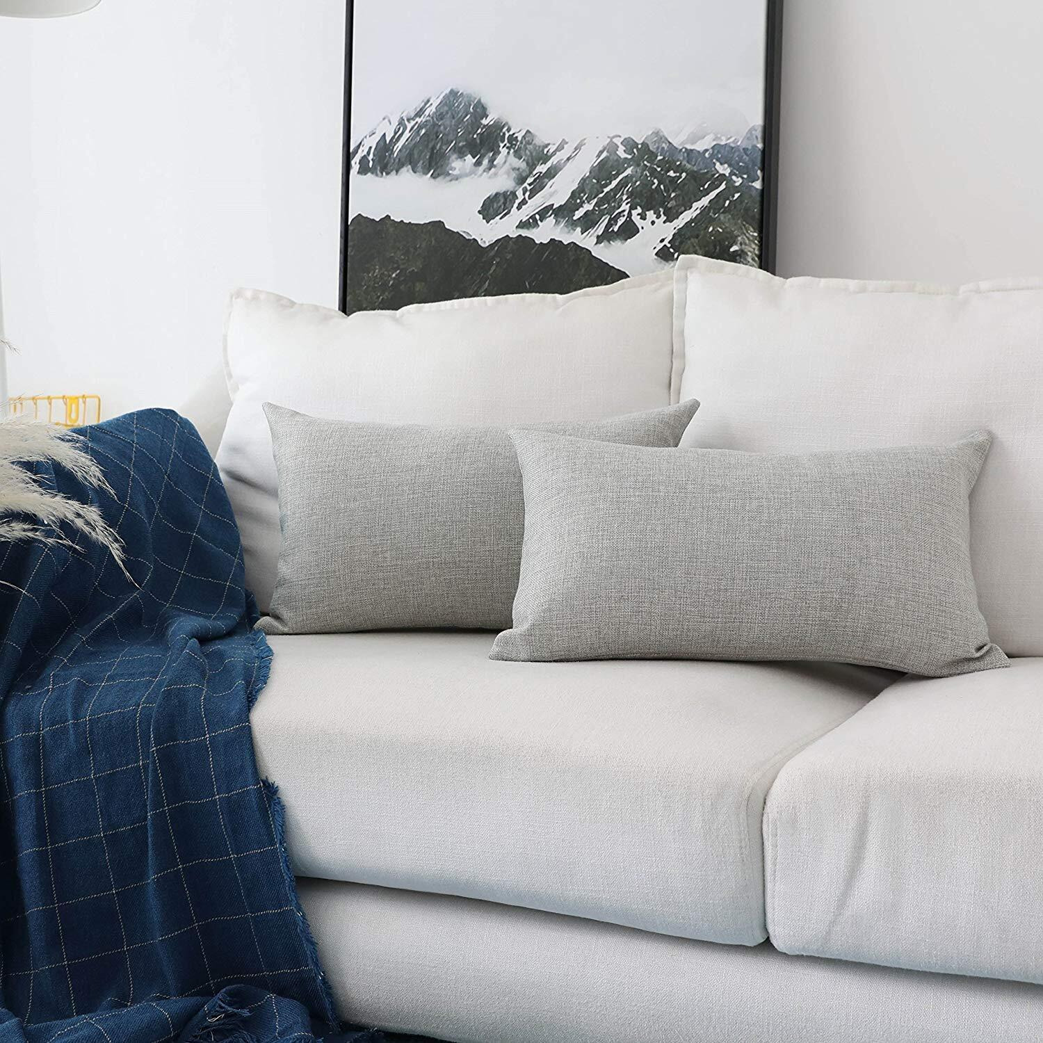 Khooti Rectangular Jute Cushion Cover, 17x27 (Light Grey)(Pack of 3)