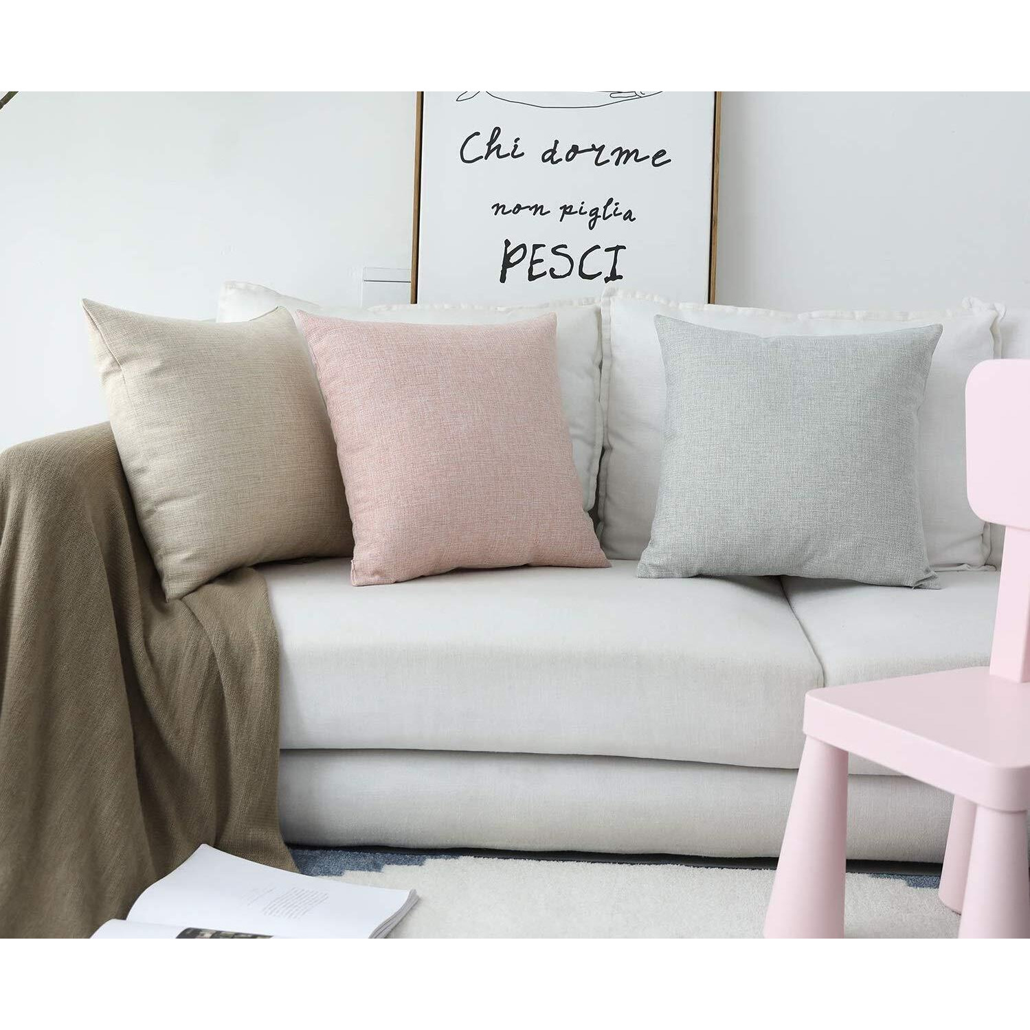 Khooti Rectangular Jute Cushion Cover, 17x27 (Light Grey)(Pack of 3)