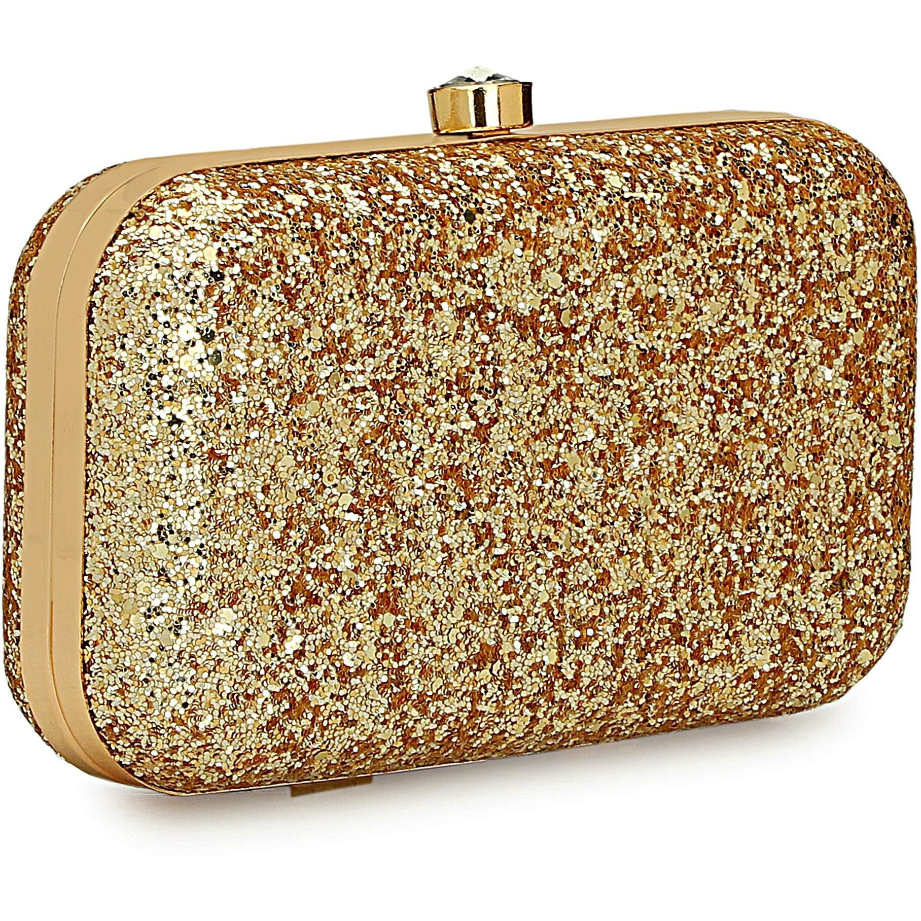 TOOBA Women s Handcrafted Beautiful Bling Box Clutch Bag Rose Gold