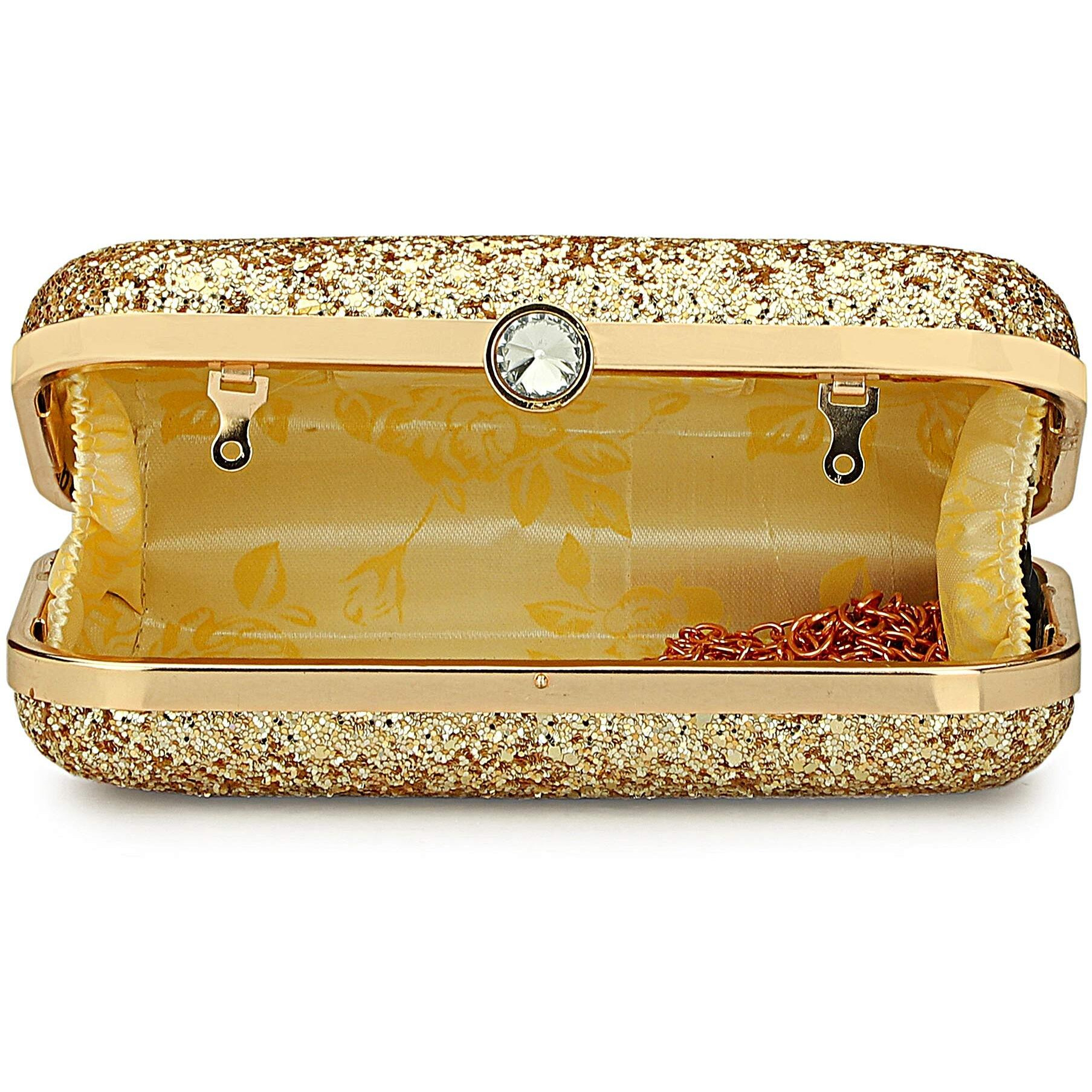 TOOBA Women s Handcrafted Beautiful Bling Box Clutch Bag Rose Gold