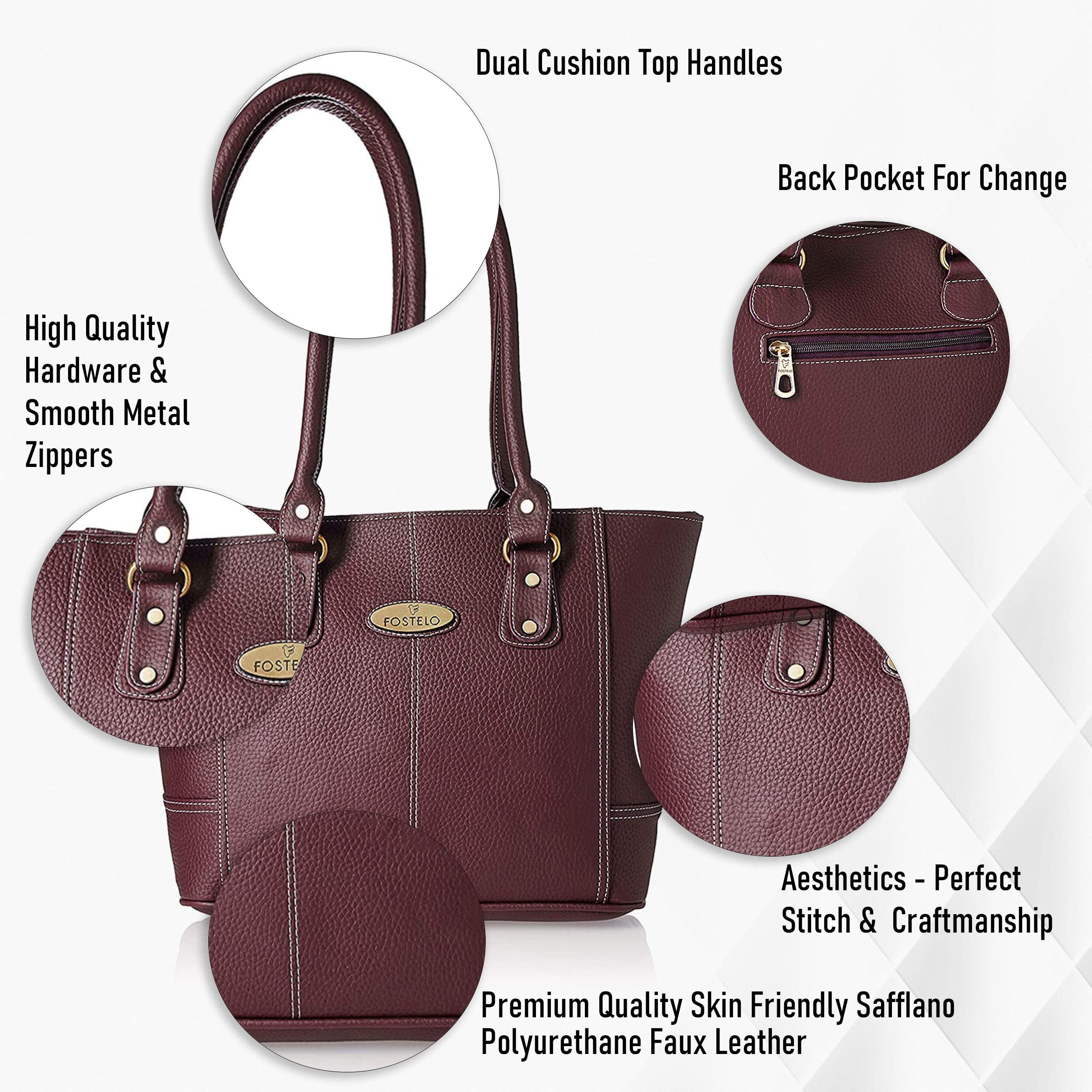 Fostelo Women s Vegan Leather Everly Handbags Shoulder Hobo Bag Ladies Purse (Maroon) (Large)