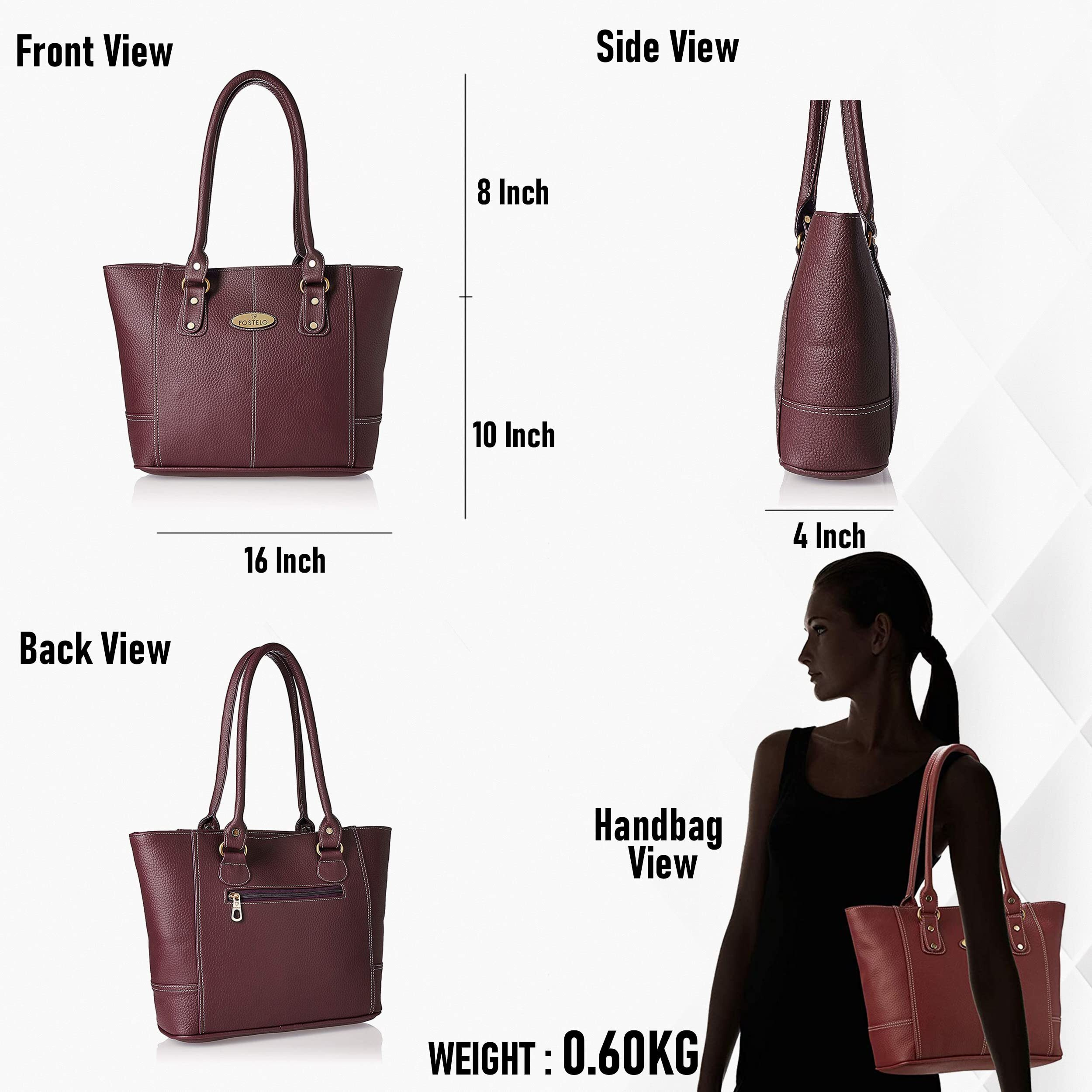 Fostelo Women s Vegan Leather Everly Handbags Shoulder Hobo Bag Ladies Purse (Maroon) (Large)