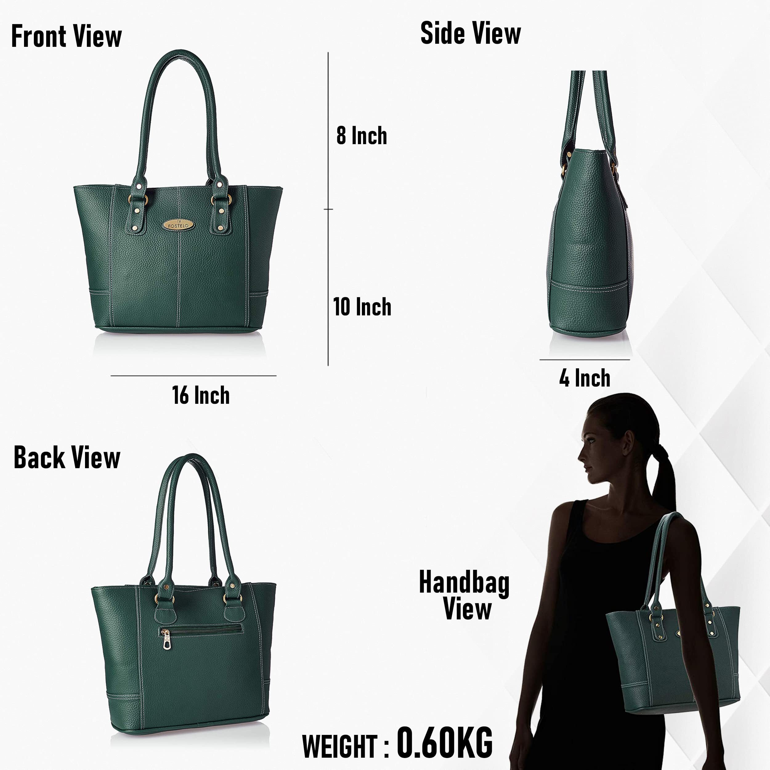 Fostelo Women s Vegan Leather Everly Handbags Shoulder Hobo Bag Ladies Purse (Green) (Large)