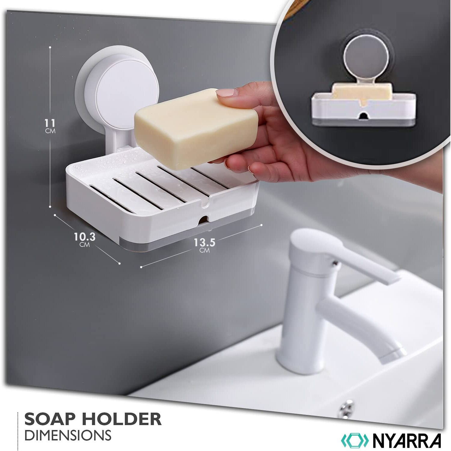 Soap Holder for Bathroom, Non-Drill Wall Mount Magic Sticker Self Adhesive Soap Stand for Bathroom with Removable Drain Tray [NR-1348] acrylonitrile butadiene styrene abs