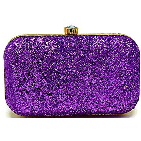 TOOBA Handicraft Hand Embroidered Box Clutch Bag Purse for Bridal, Casual, Wedding Bag for Women & Girls. Purple
